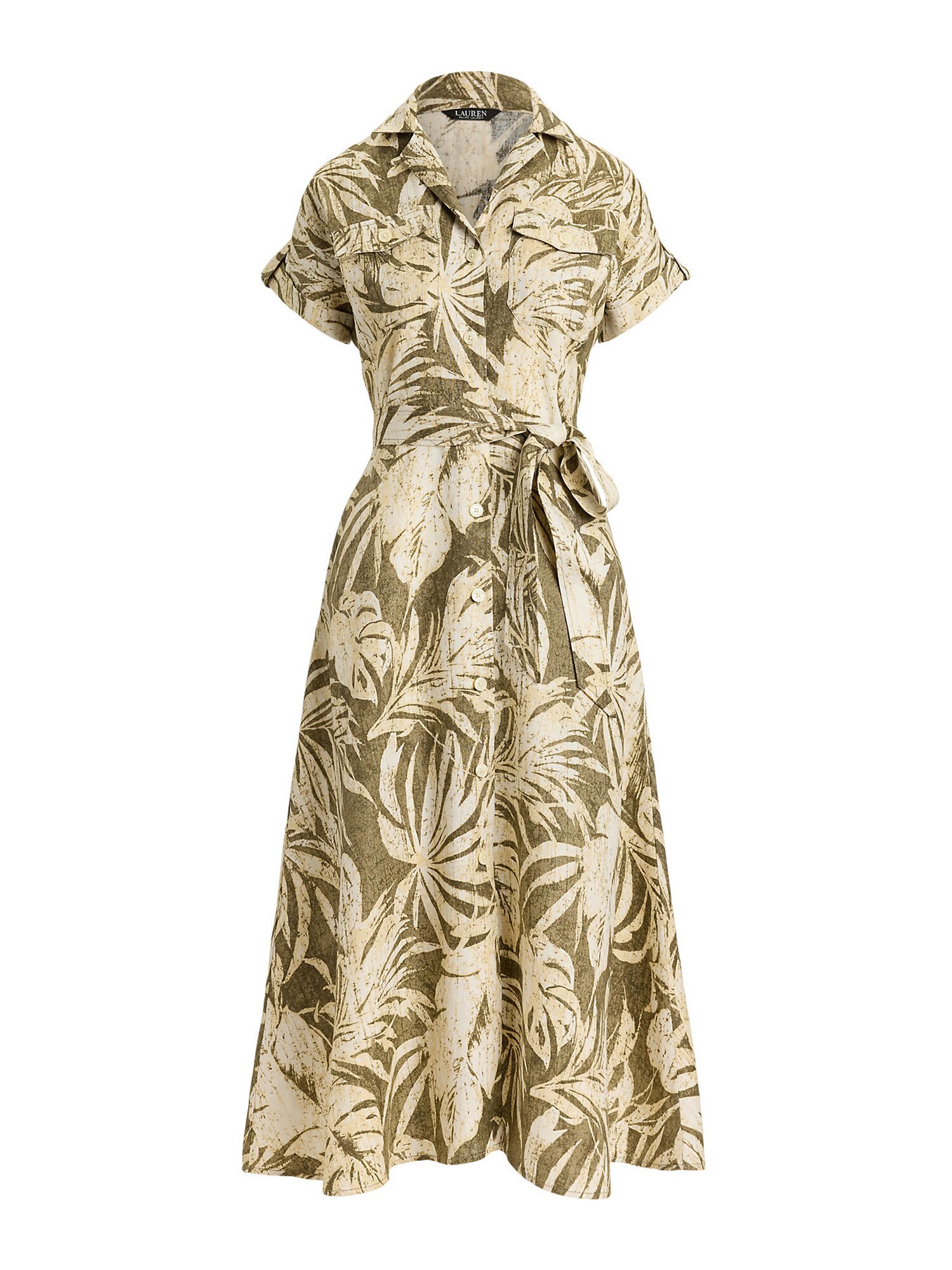Lauren Ralph Lauren Košeľové šaty  béžová / olivová / biela