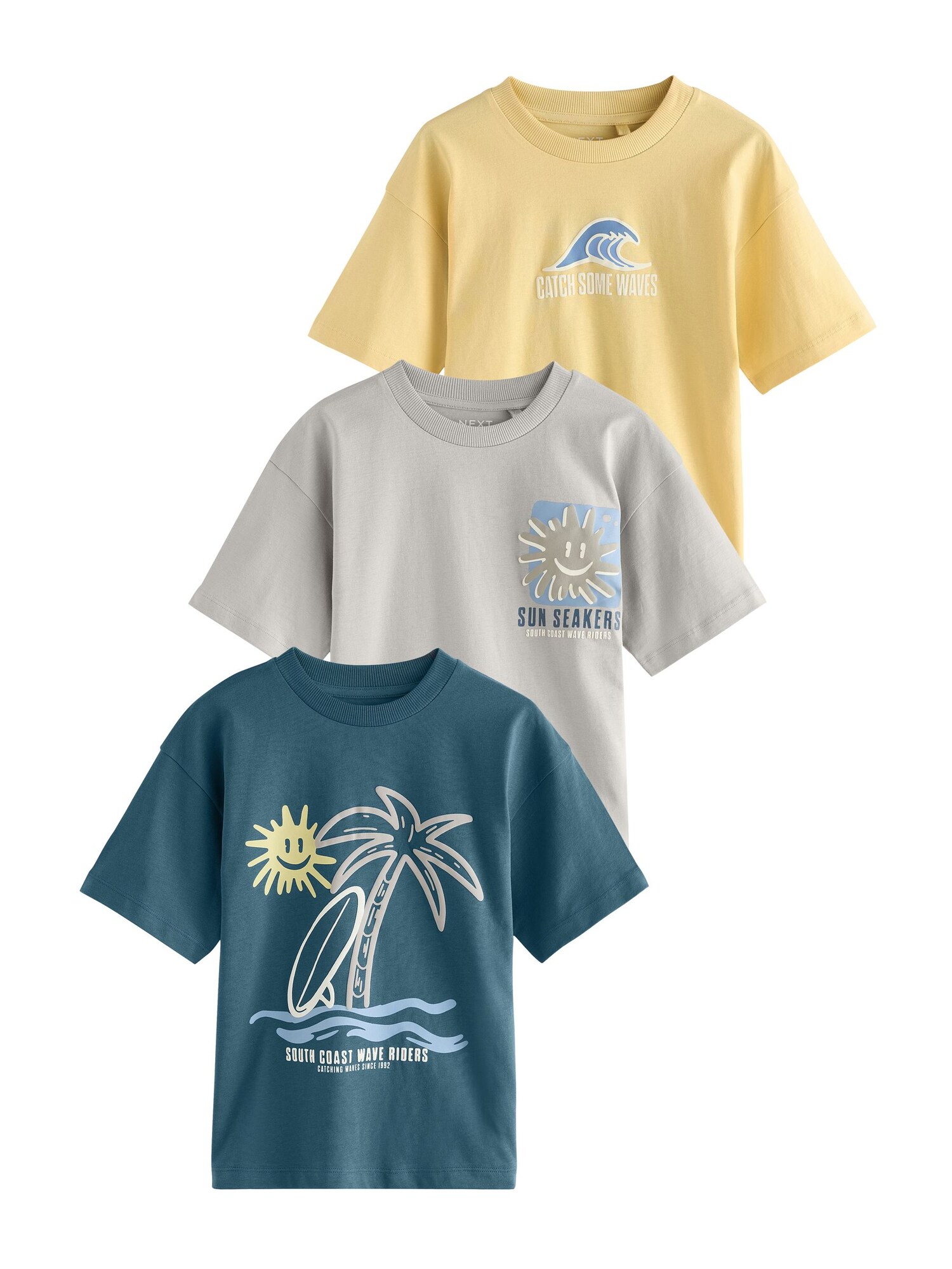Next Tricou  galben deschis / gri deschis / verde petrol