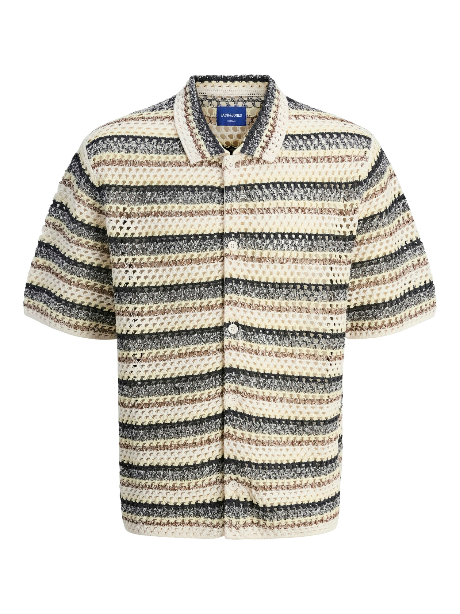 JACK & JONES Kardigán 'JORCorfu'  barna / világos sárga / fekete / gyapjúfehér akciós termékkép 1