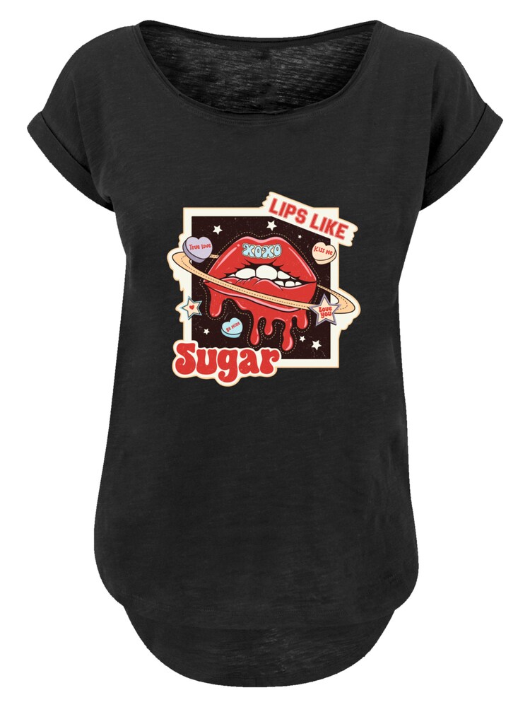 F4NT4STIC T-Shirt 'Lips Like Sugar Valentinstag' Damen Größe L himmelblau / rot / schwarz / weiß