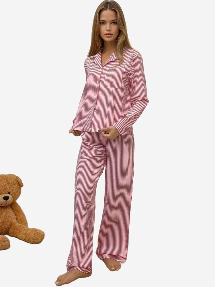 Hiccup Pyjama Damen Größe L rot / weiß Winterkleid