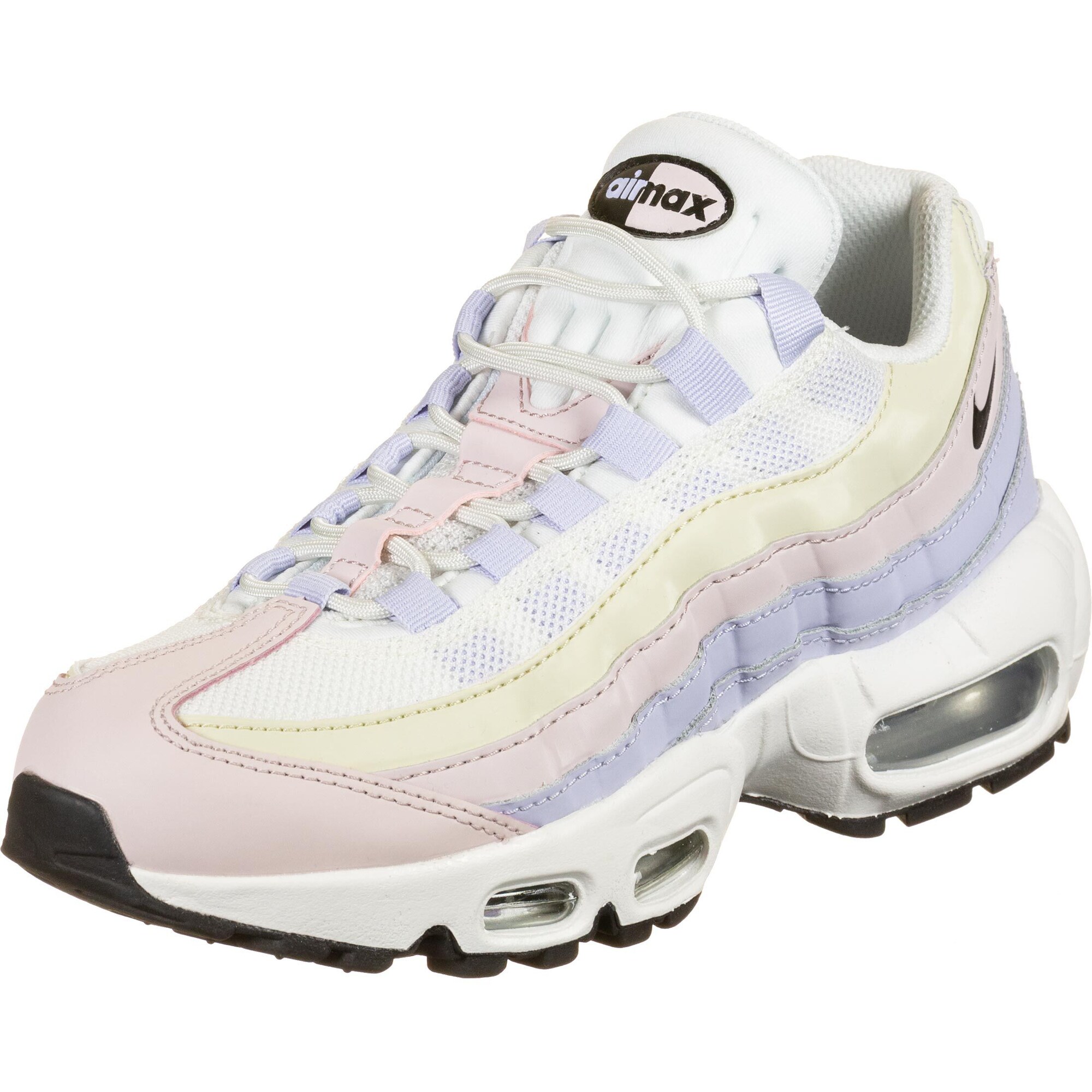 Nike Sportswear Sportbačiai be auliuko 'Air Max 95'  balta / rožių spalva / alyvinė spalva / šviesiai geltona / juoda