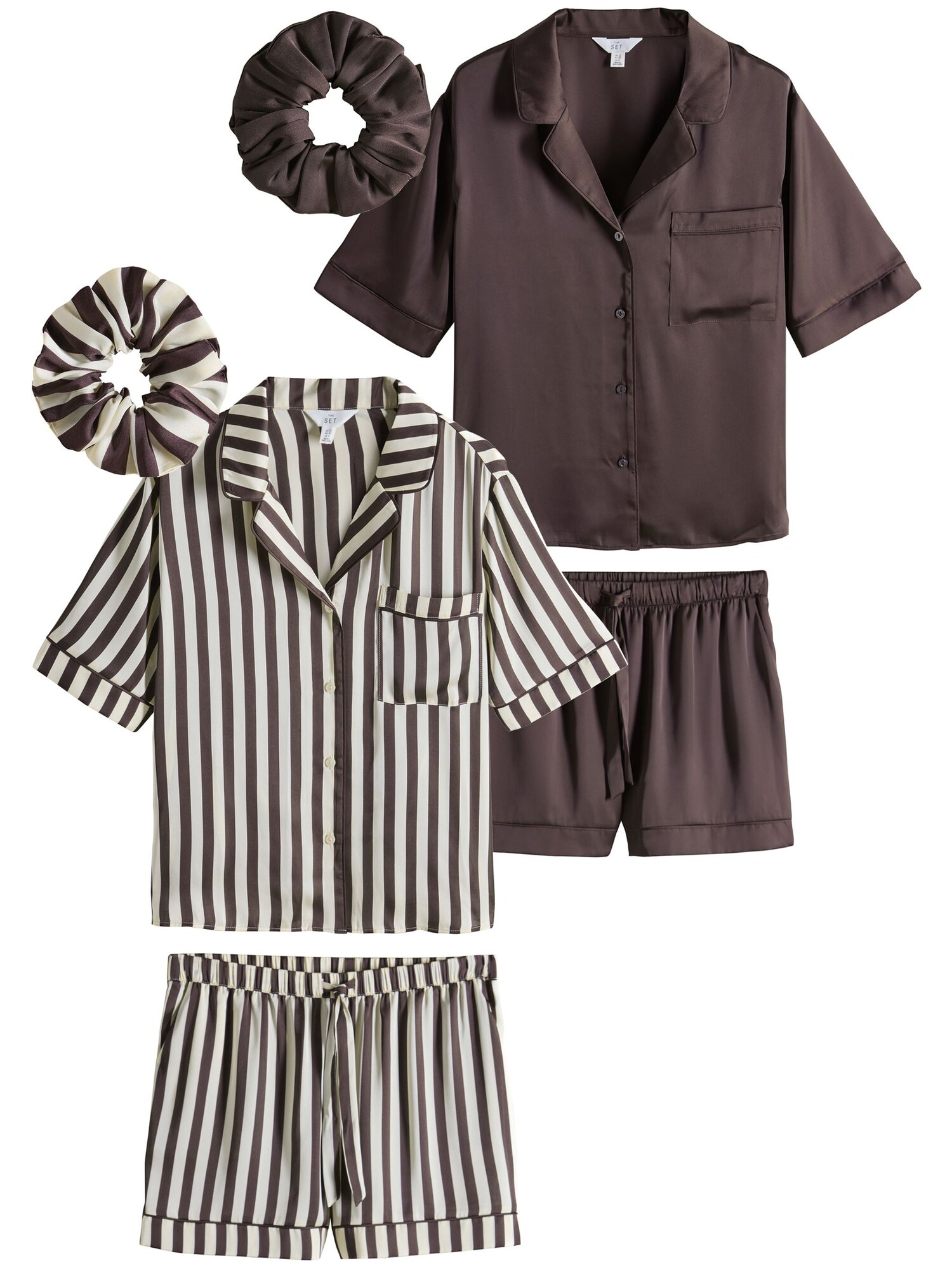 The Set Pantaloni scurți  ciocolatiu / alb