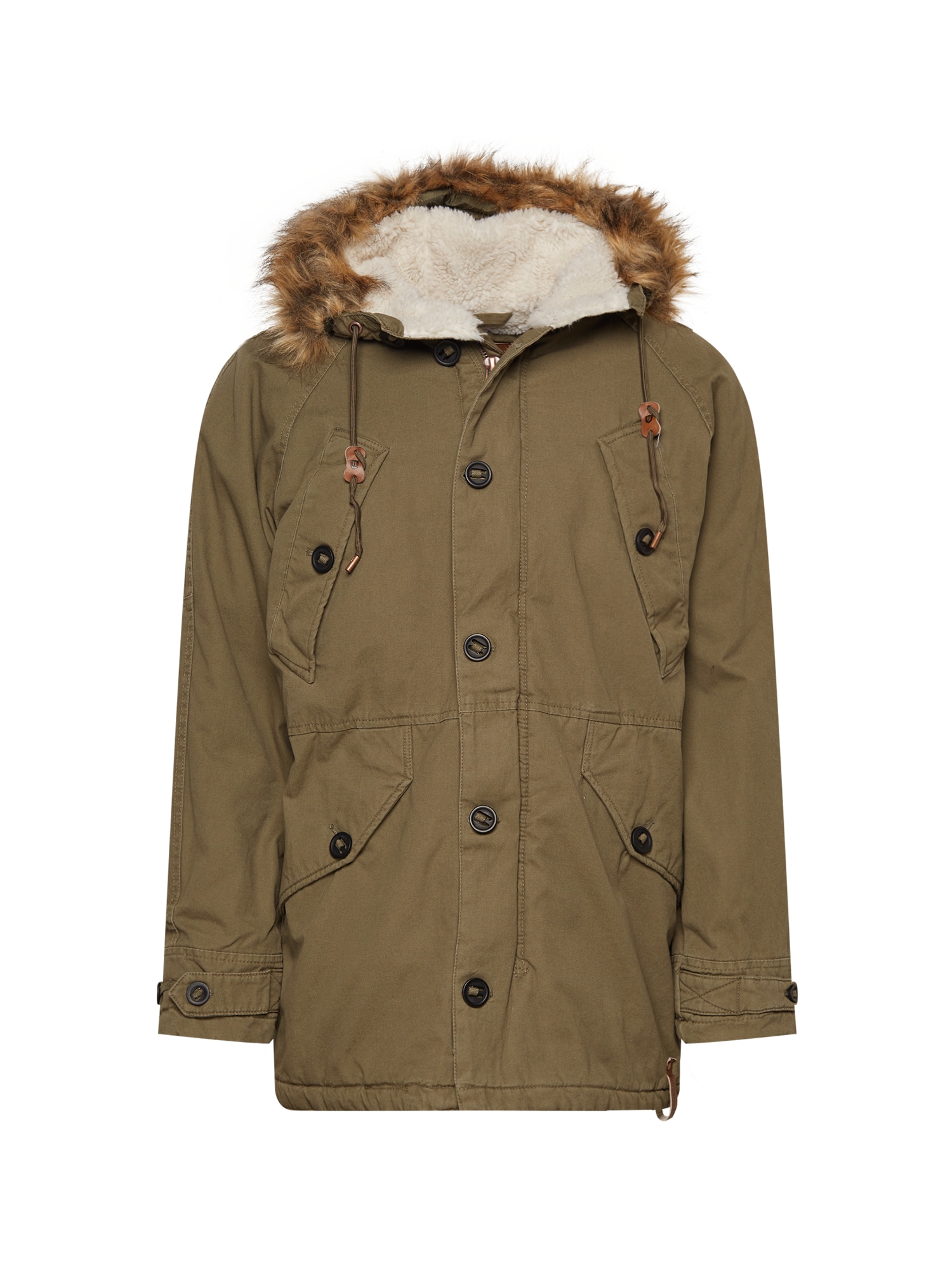 INDICODE JEANS INDICODE JEANS Parka 'Fann' oliv / naturweiß