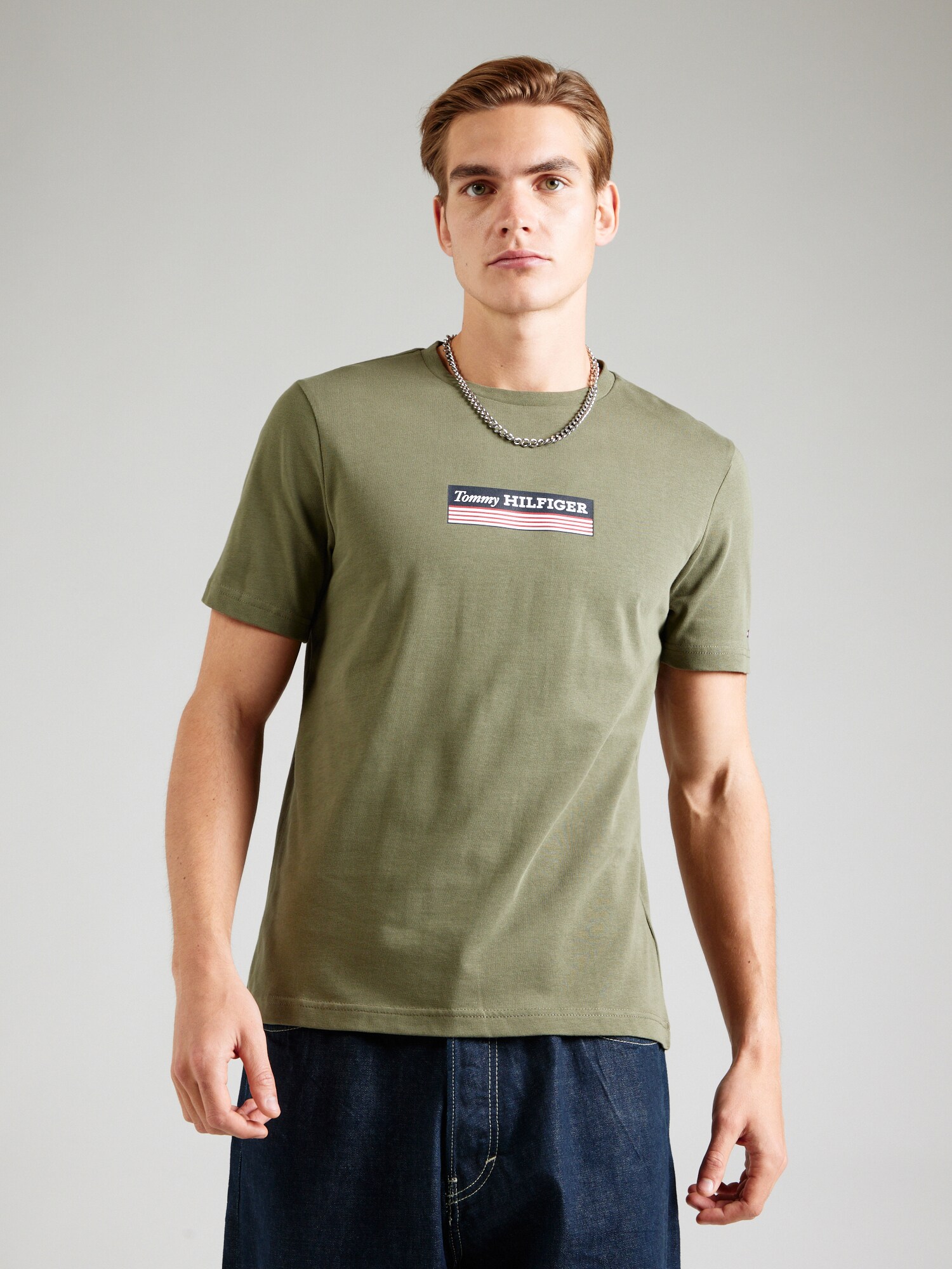 TOMMY HILFIGER Póló  sötétkék / olíva / piros / fehér termék 2. képe