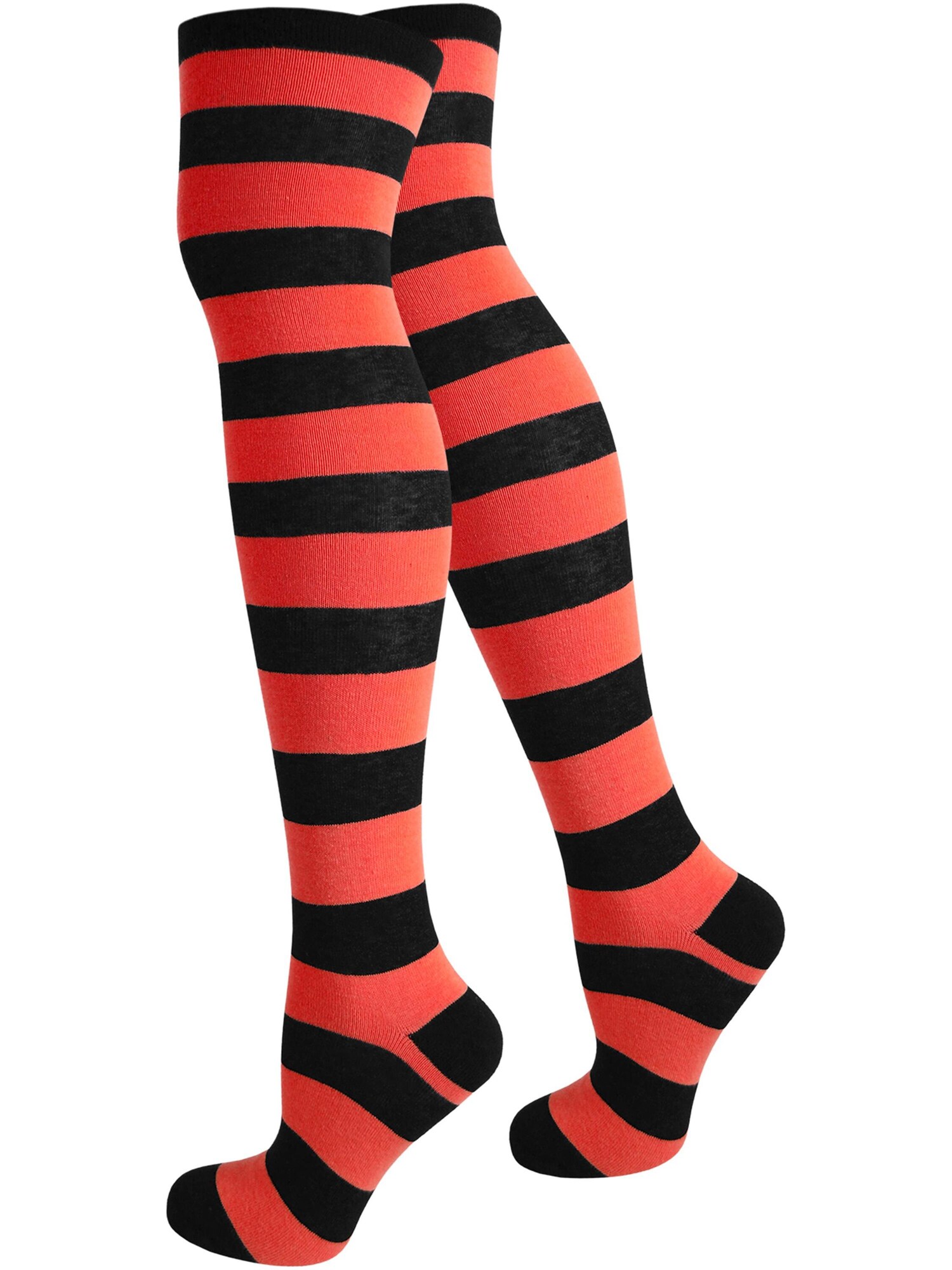 normani Calcetines sobre la rodilla rojo vivo / negro