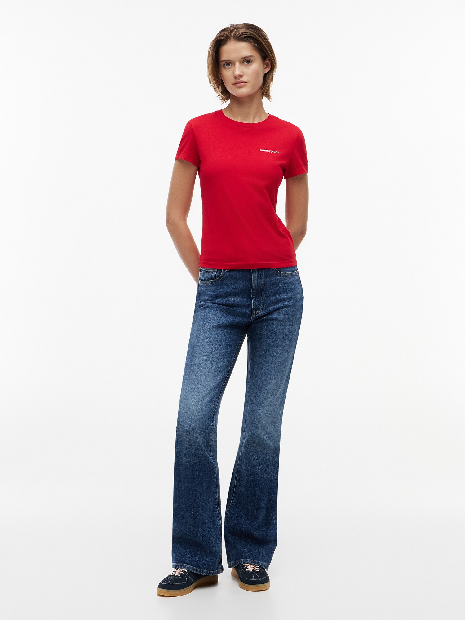 Tommy Jeans Camiseta 'Logo Slim' rojo / blanco – imagen 4