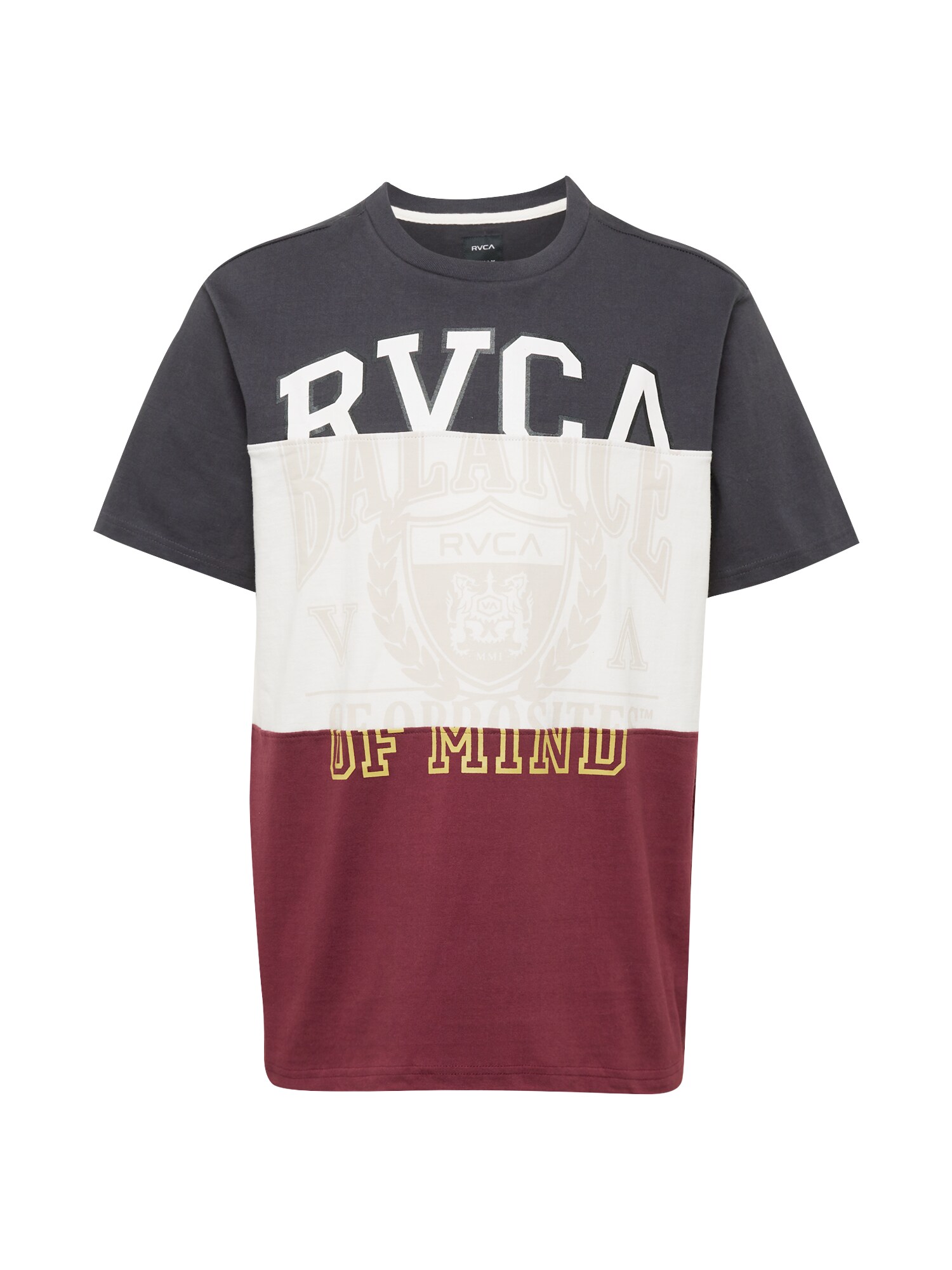 RVCA Marškinėliai 'COMPILATION' aukso geltonumo spalva / antracito spalva / vyšninė spalva / balta