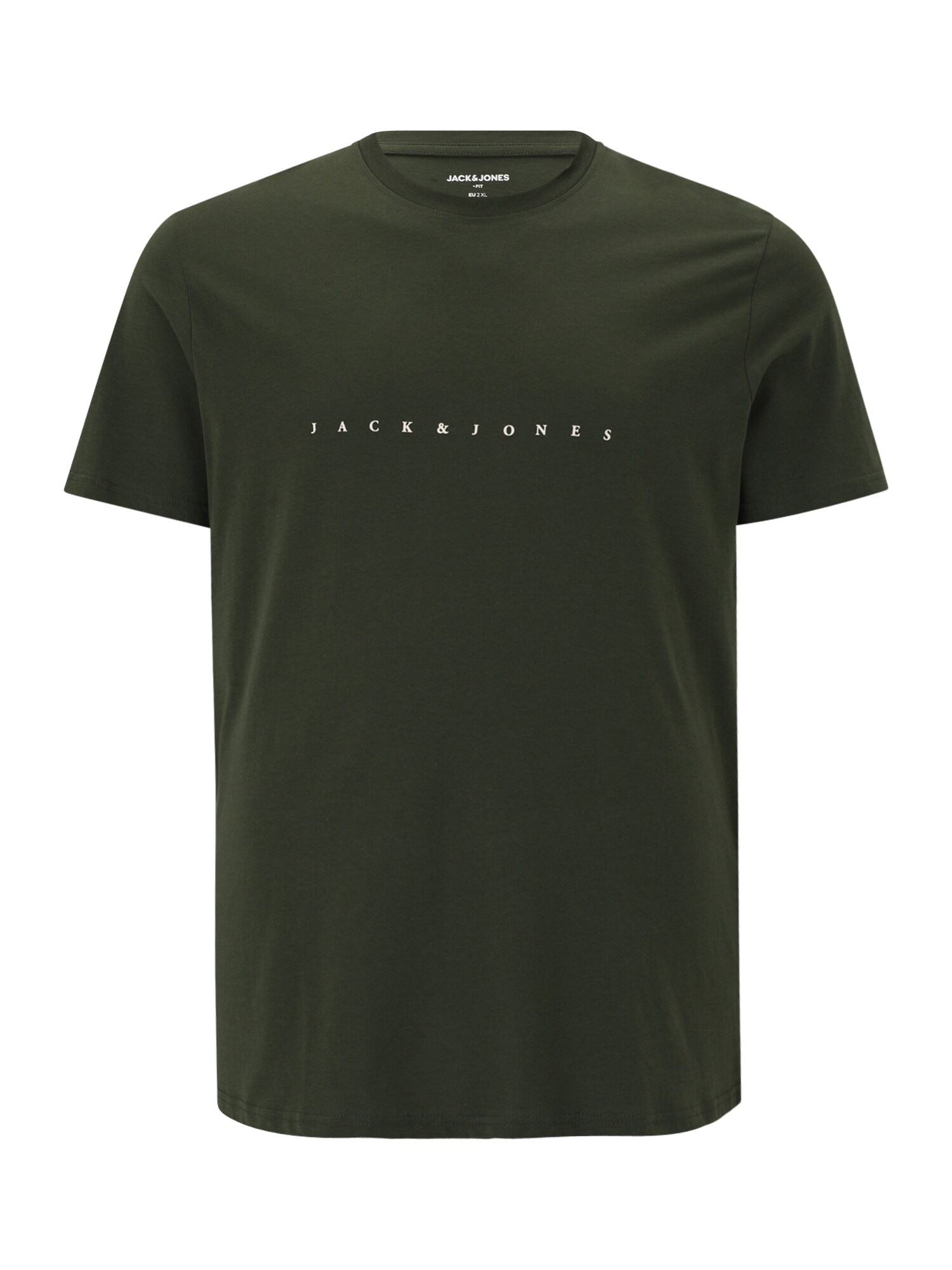 Jack & Jones Plus Tričko 'JJESTAR' tmavozelená / biela