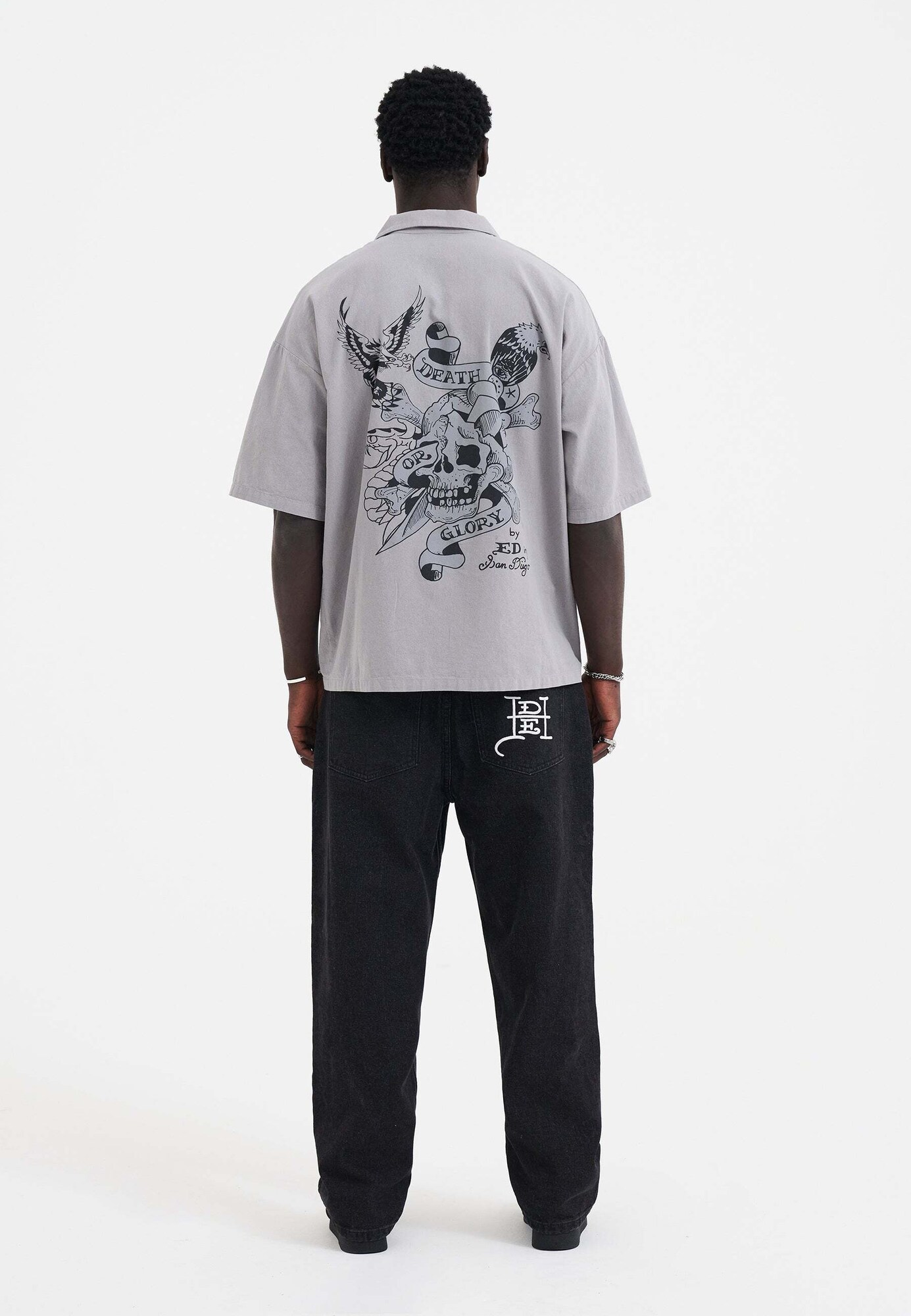 Ed Hardy Košeľa  sivá / čierna (obrázok 6)