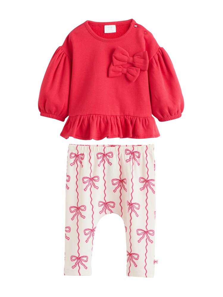 Next Set: Pullover und Leggins Mädchen Größe 74 rosa / rot / wollweiß