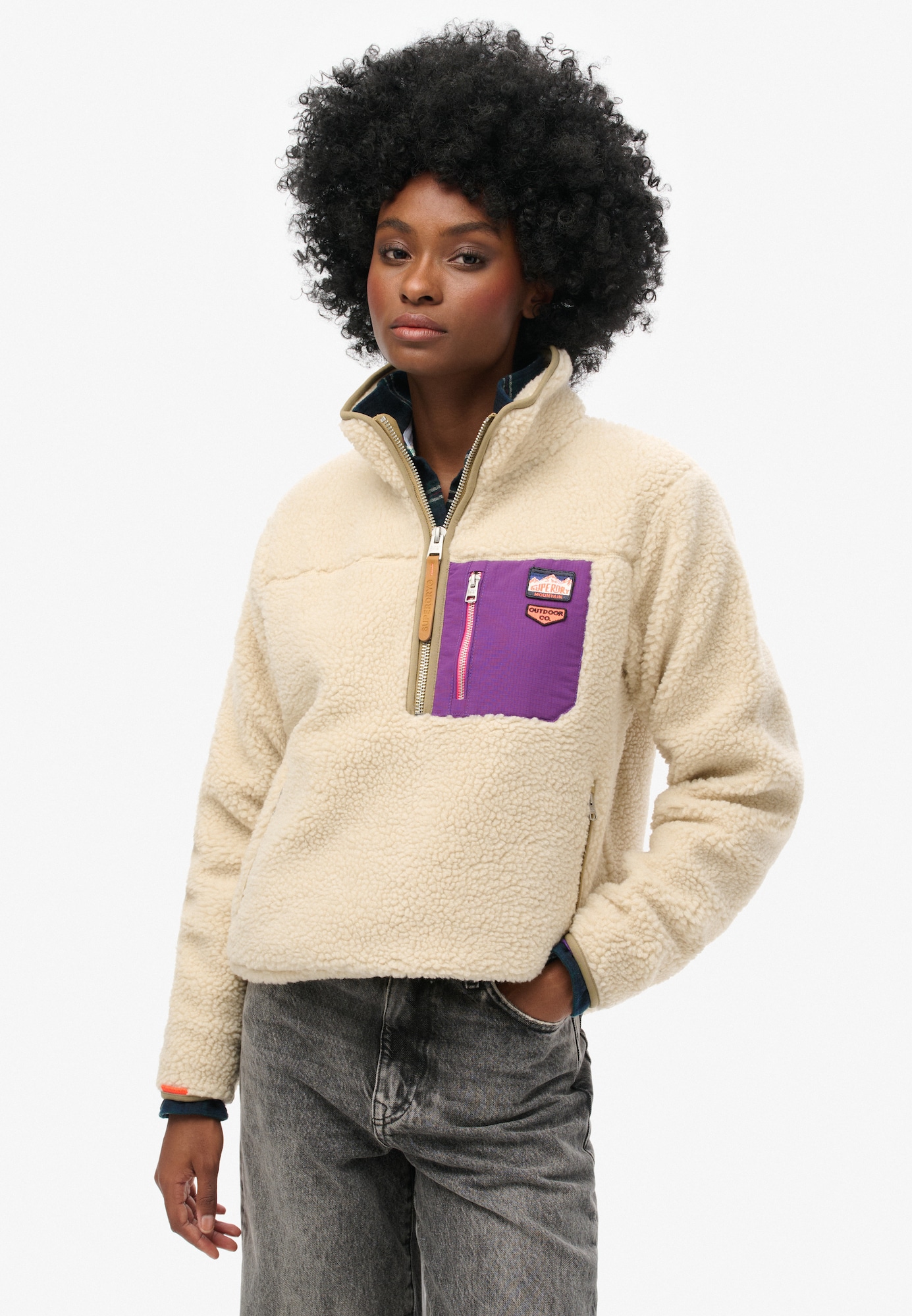 Superdry Pulóver bézs / lila termék 2. képe