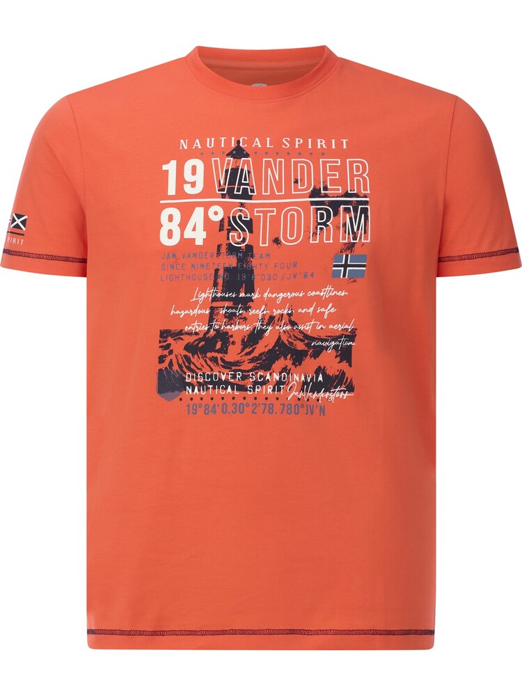 Jan Vanderstorm T-Shirt 'Morkheim' Herren Größe 7XL hellorange / schwarz / weiß