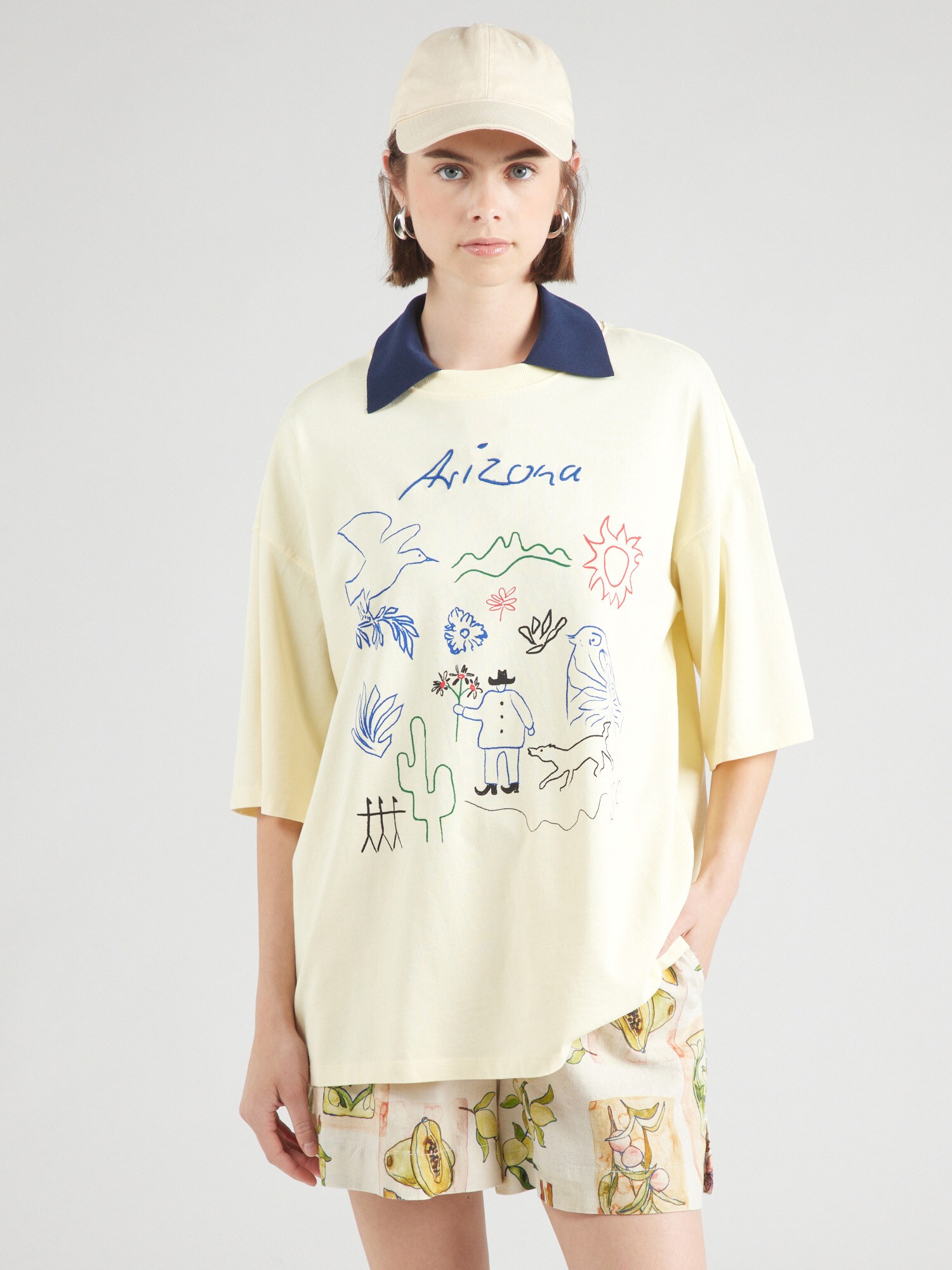 TOPSHOP Oversize póló 'Arizona' encián / pasztellsárga / zöld / rikító piros termék 2. képe