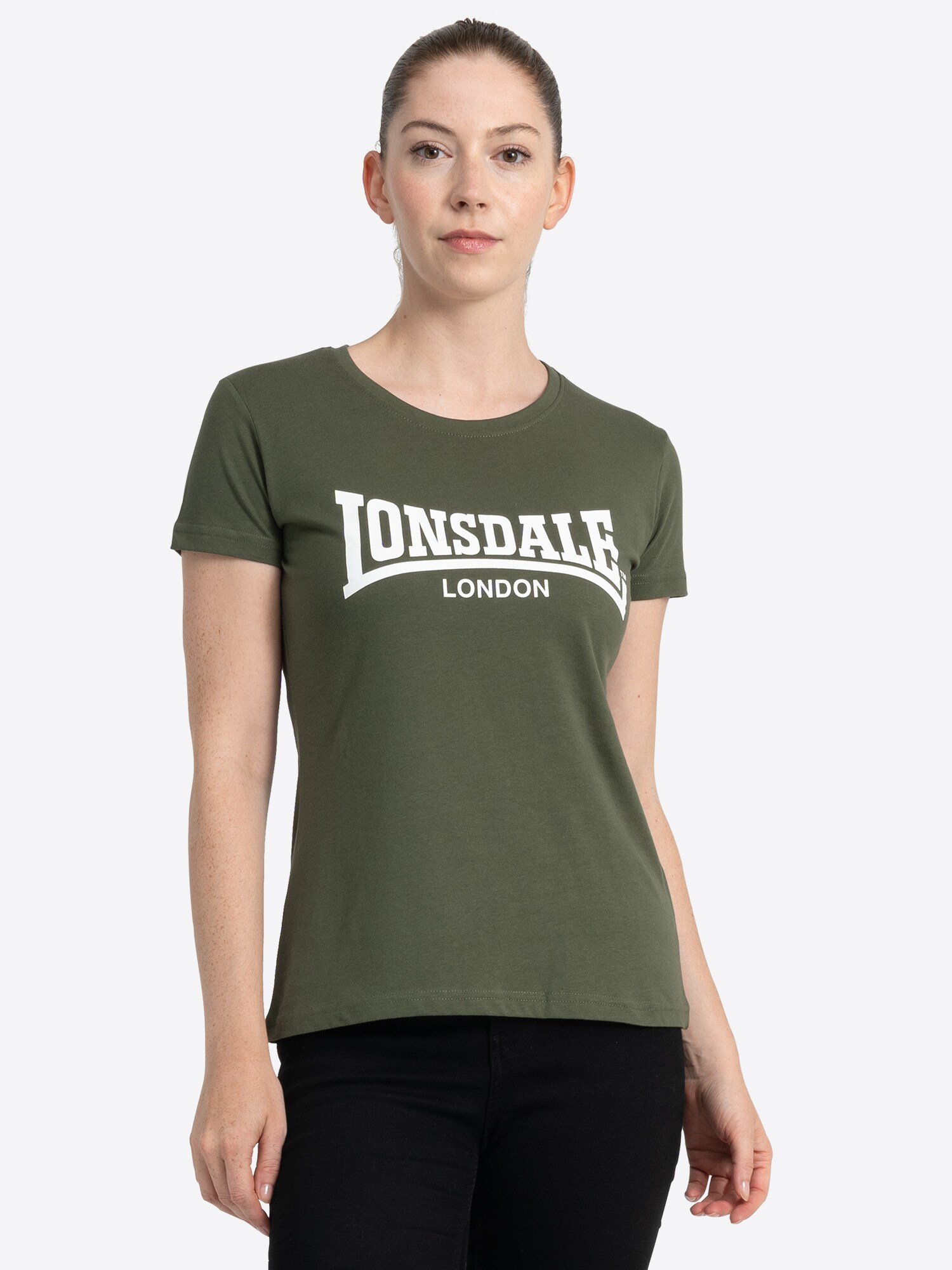 LONSDALE Póló 'CARTMEL'  olíva / fehér termék 2. képe