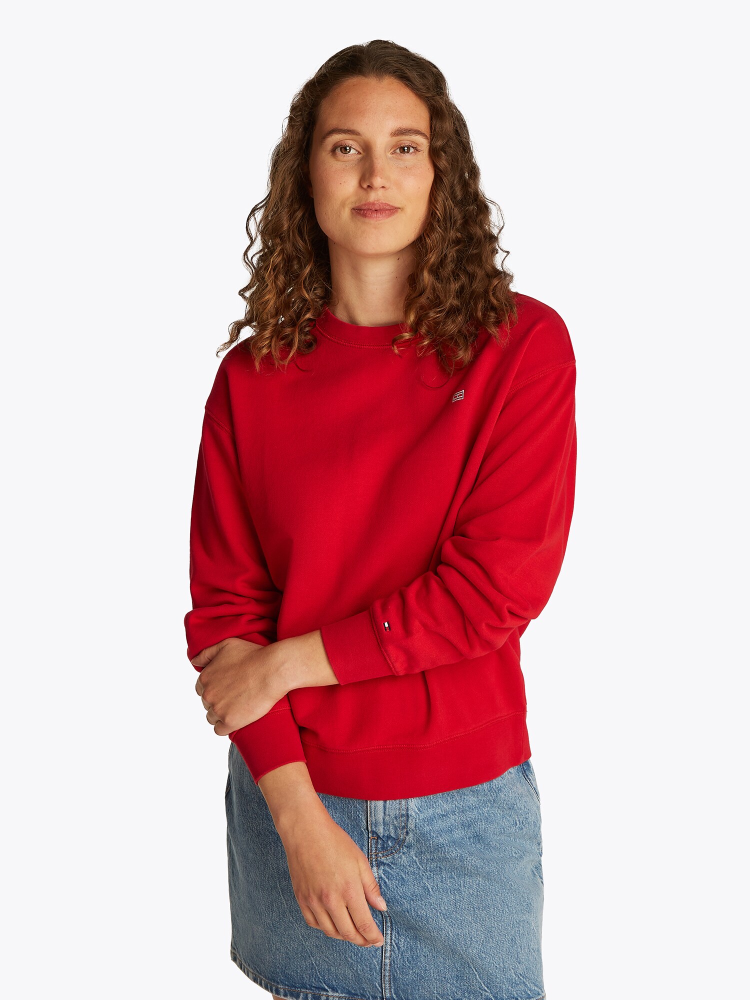 TOMMY HILFIGER Tréning póló 'REG CONTRAST FLAG SWEATSHIRT'  piros termék 2. képe