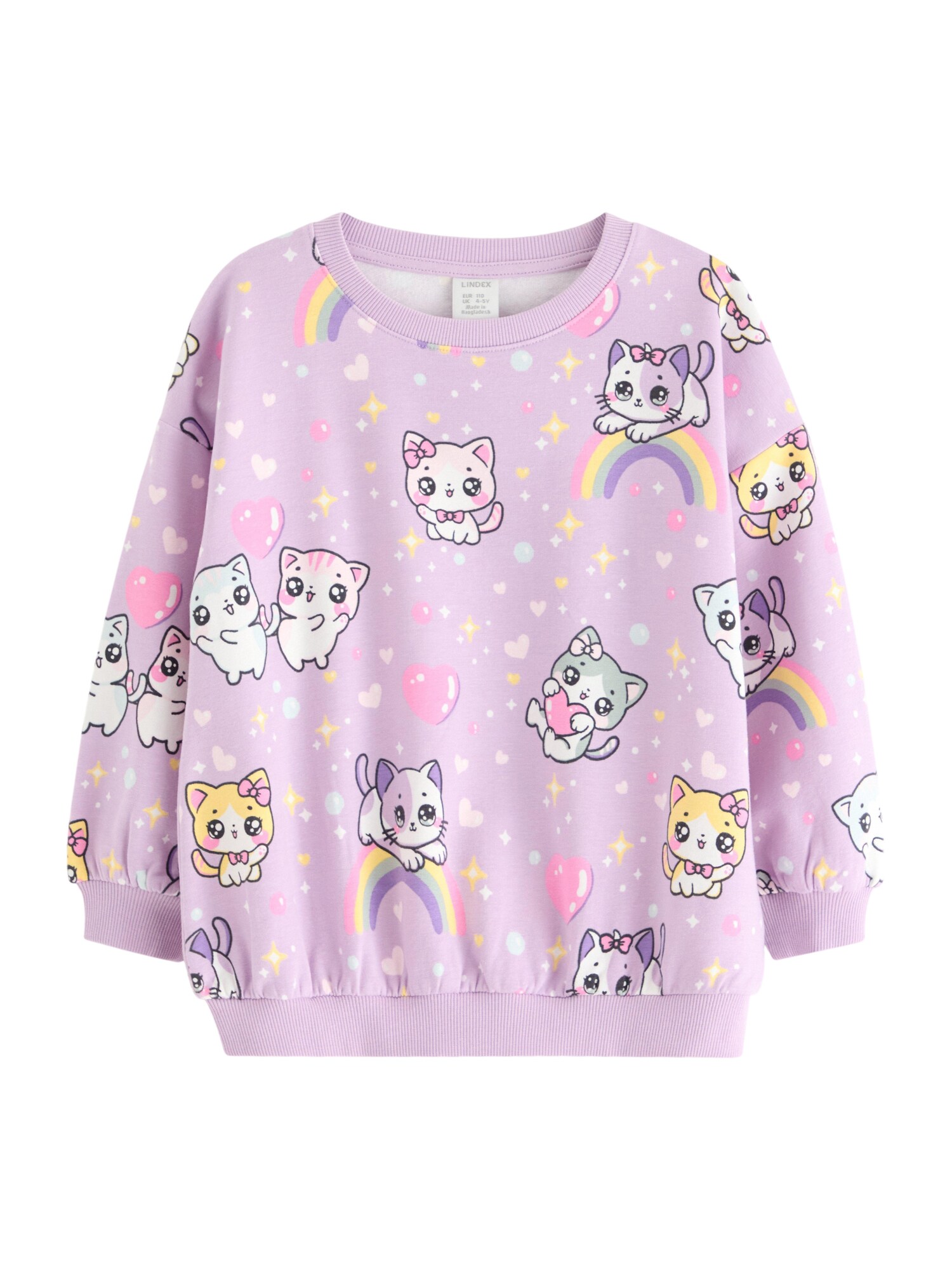 Lindex Tréning póló 'Cats And Rainbo'  galambkék / sárga / orgona / fehér akciós termékkép 1