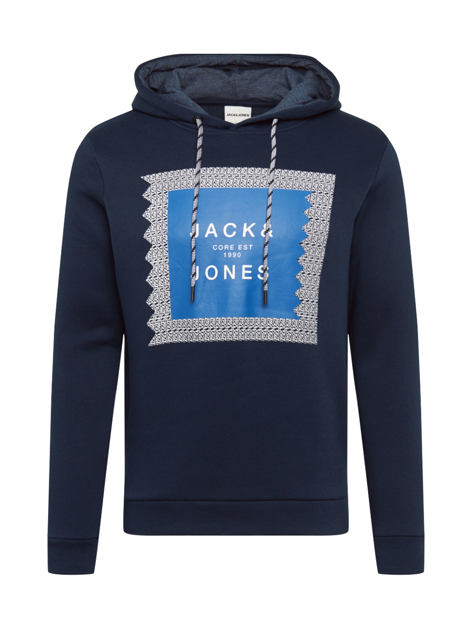 JACK & JONES Megztinis be užsegimo 'RETAIL '  tamsiai mėlyna / balta / mėlyna