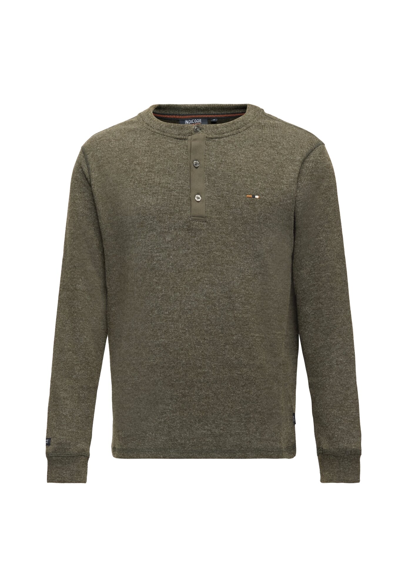 INDICODE JEANS Pulover 'Dorburn Grandad' maslinasta
