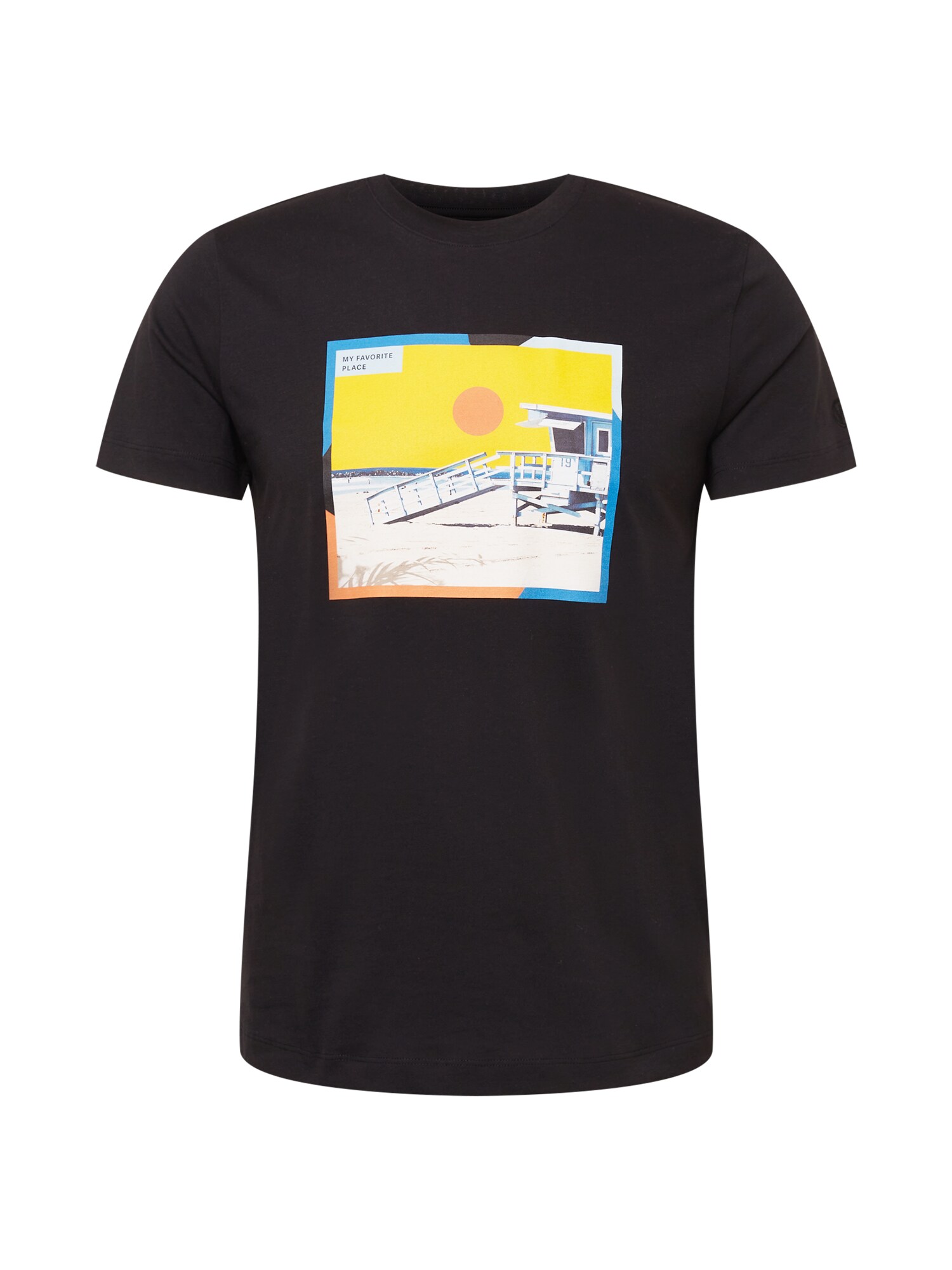 WESTMARK LONDON Marškinėliai 'BEACH HOUSE' juoda / geltona / balta / oranžinė / šviesiai mėlyna