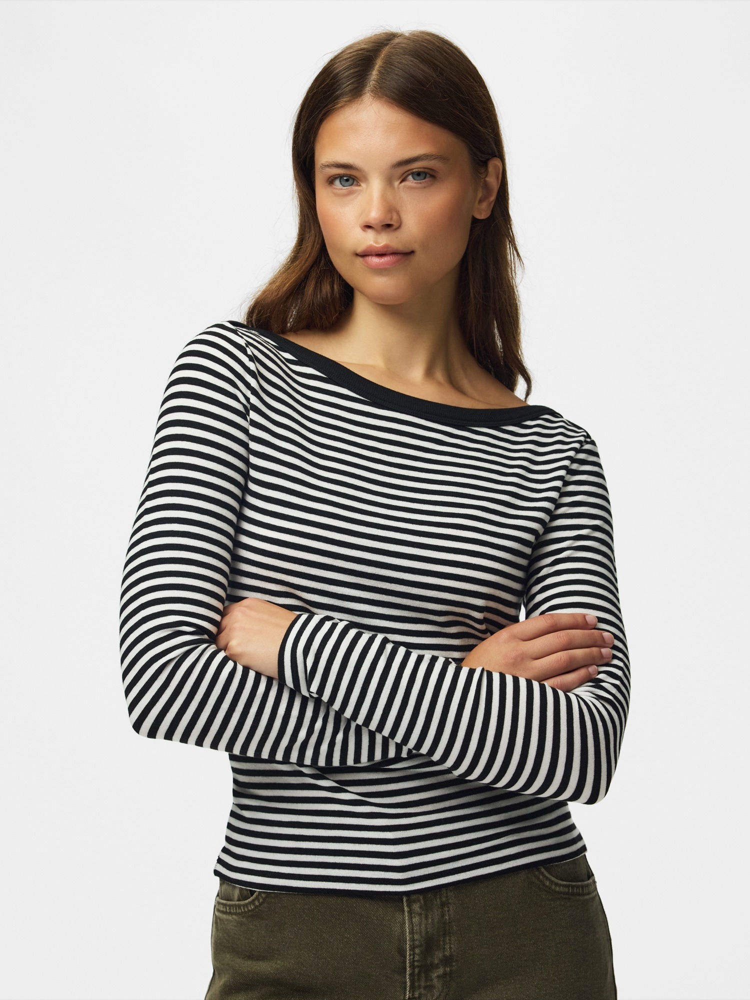 Pieces Shirt 'Pcsof' Zwart / Wit
