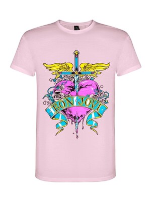 Bon Jovi Camiseta 'Bon Jovi Heart Vintage T-Shirt'  rosa