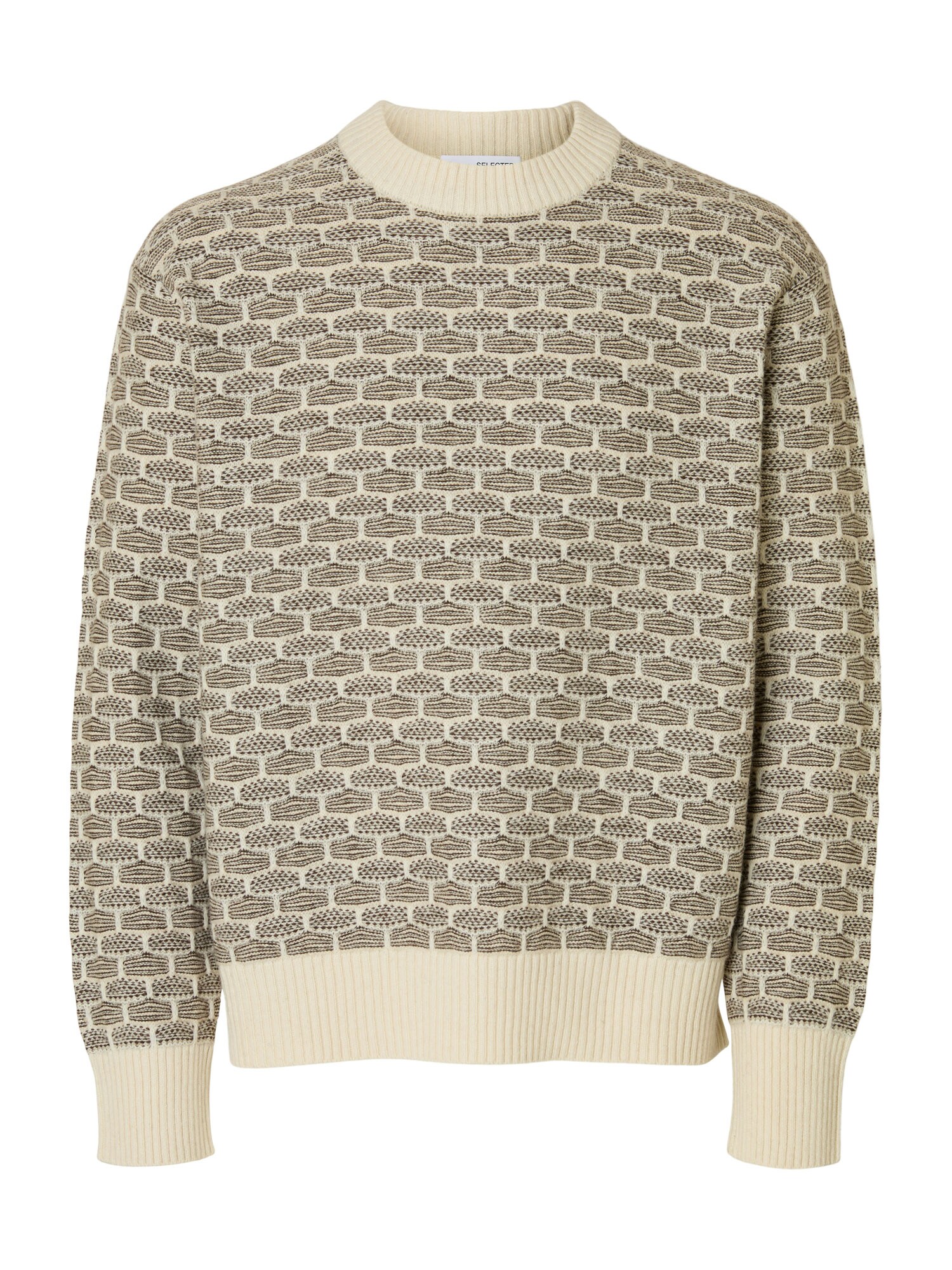 SELECTED Pulover SLHKeith  bej / negru