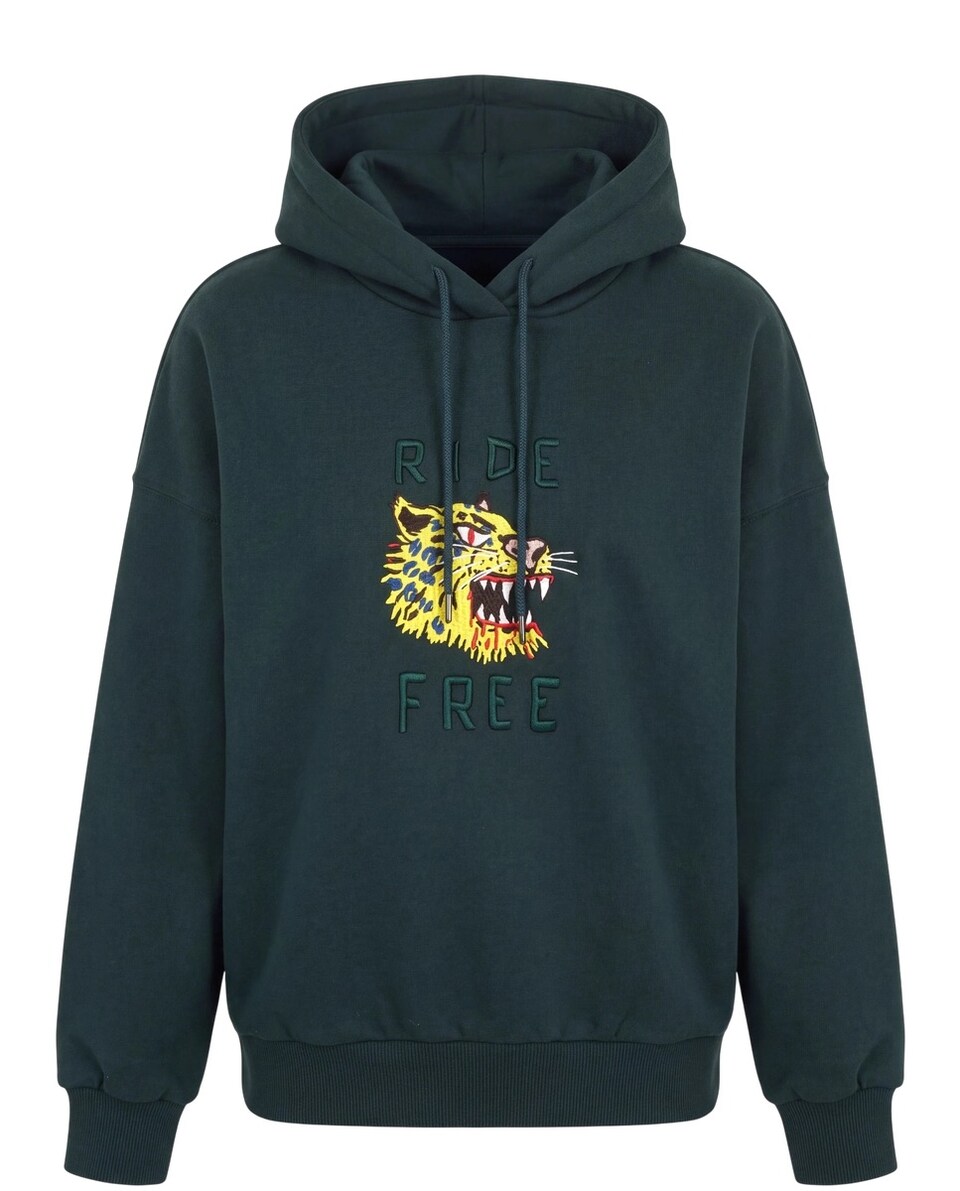 Sweatshirt 'OZZY' brun / gul / smaragd