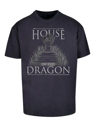 F4NT4STIC Shirt ‘House Of The Dragon Throne’ Donkerblauw / Lichtgrijs