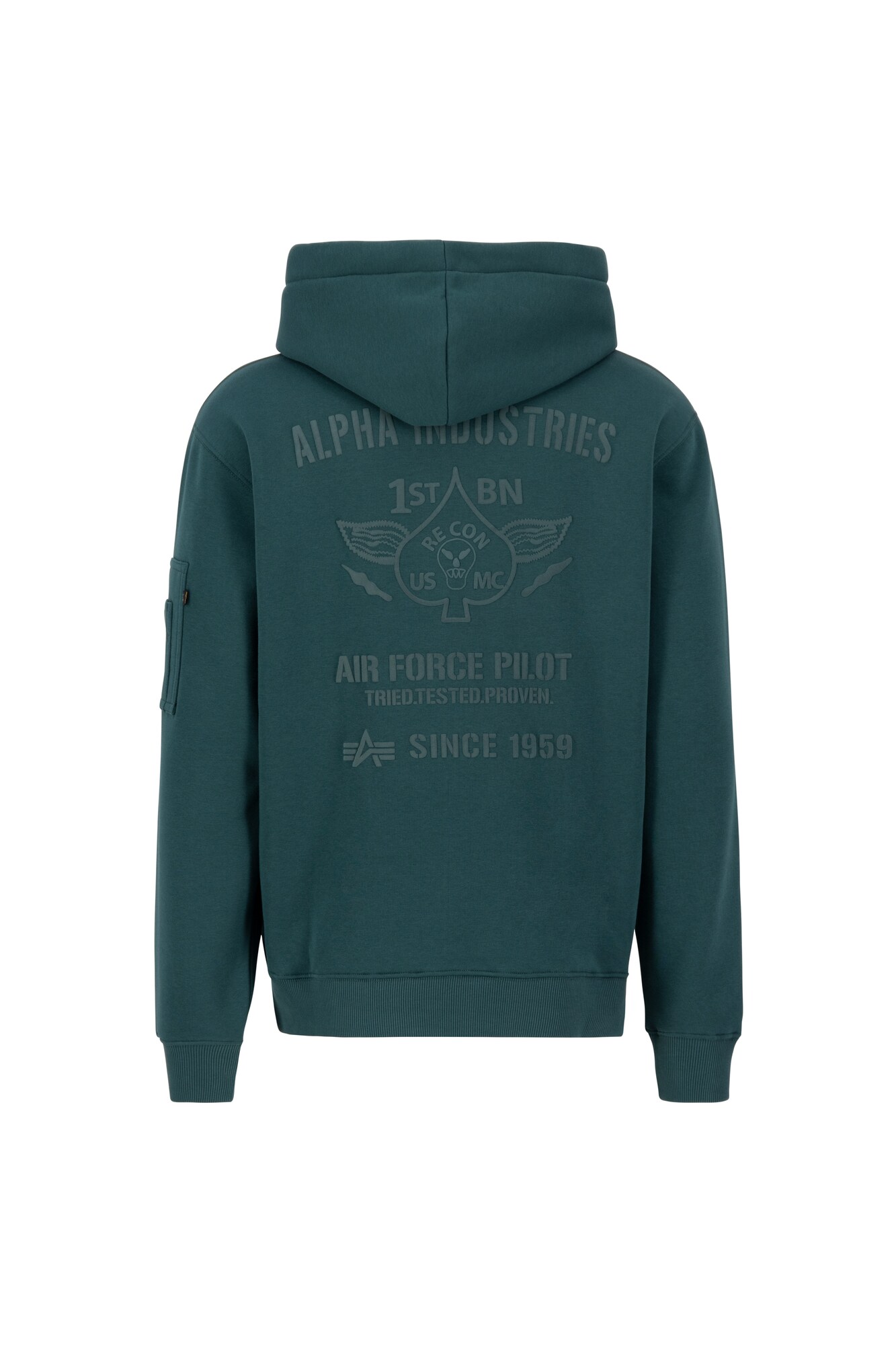ALPHA INDUSTRIES Tréning póló  sötétzöld / piros termék 2. képe