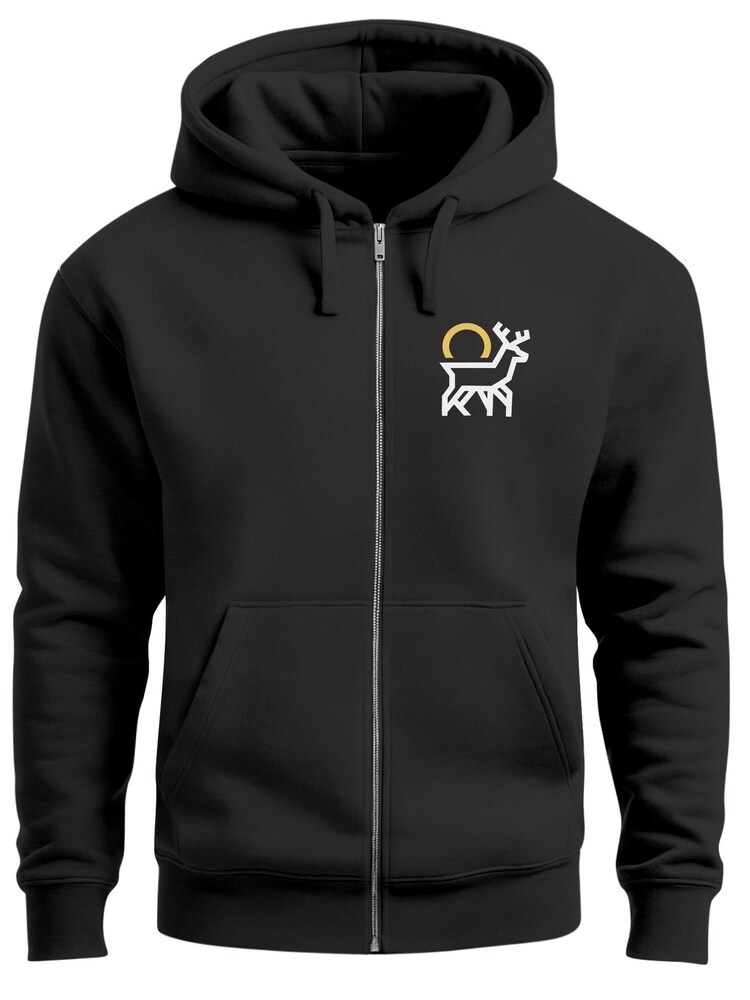 Neverless Sweatjacke 'Hirsch Sonne' Herren Größe 5XL schwarz