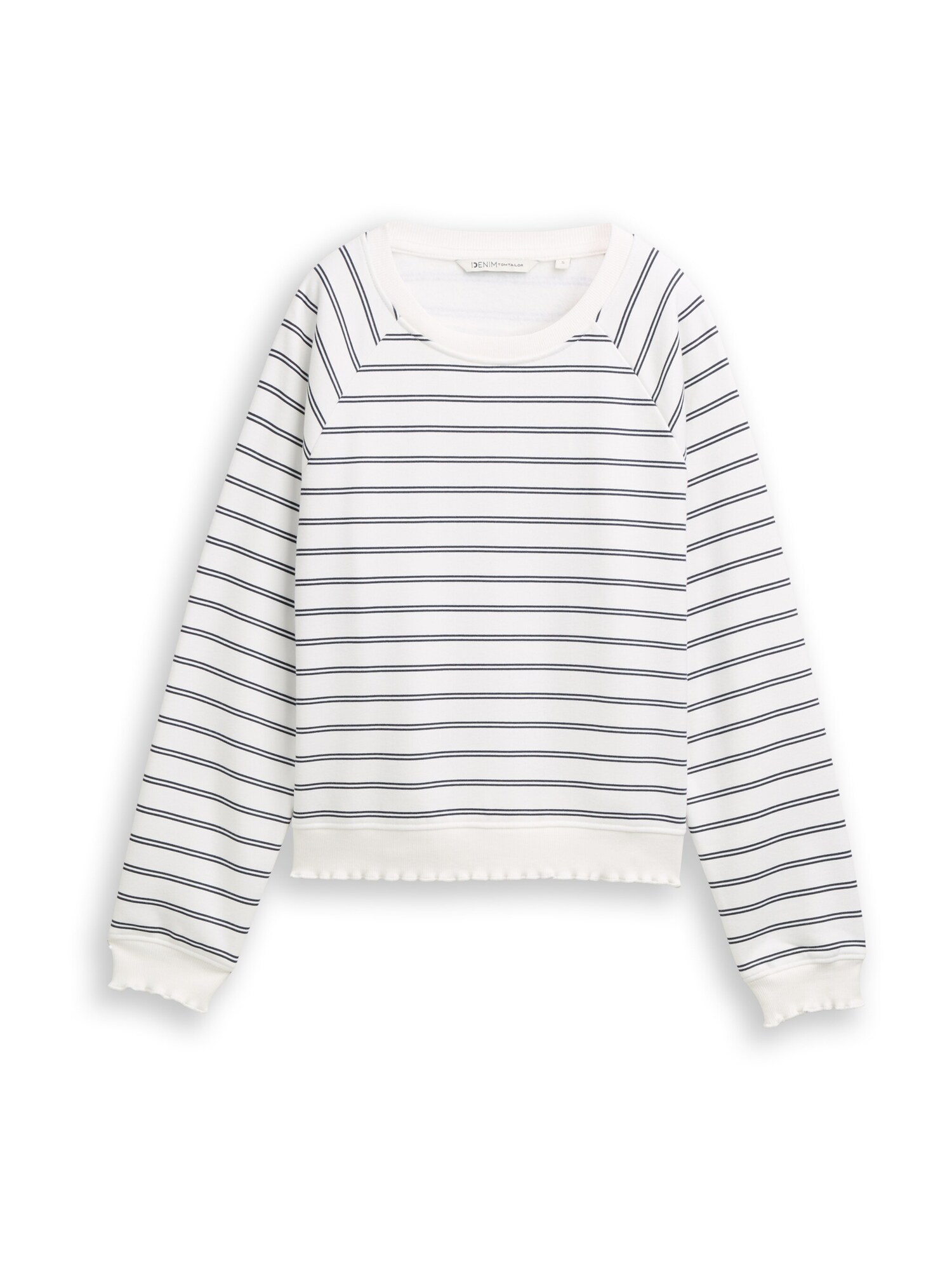 TOM TAILOR DENIM Bluză de molton  albastru marin / alb