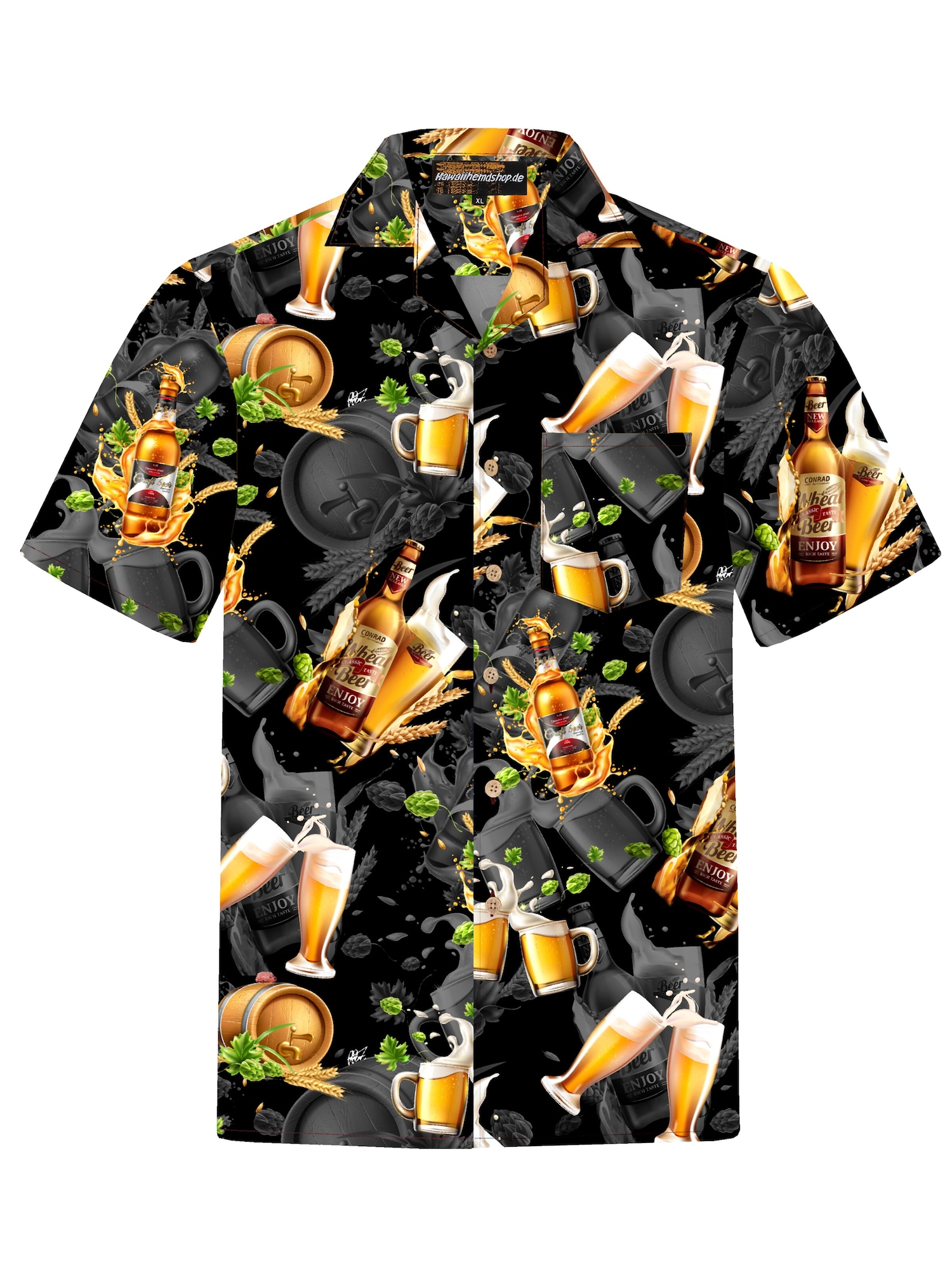 Hawaiihemdshop.de Camisa 'Hawaiihemd "Hawaiian Beer"'  negro