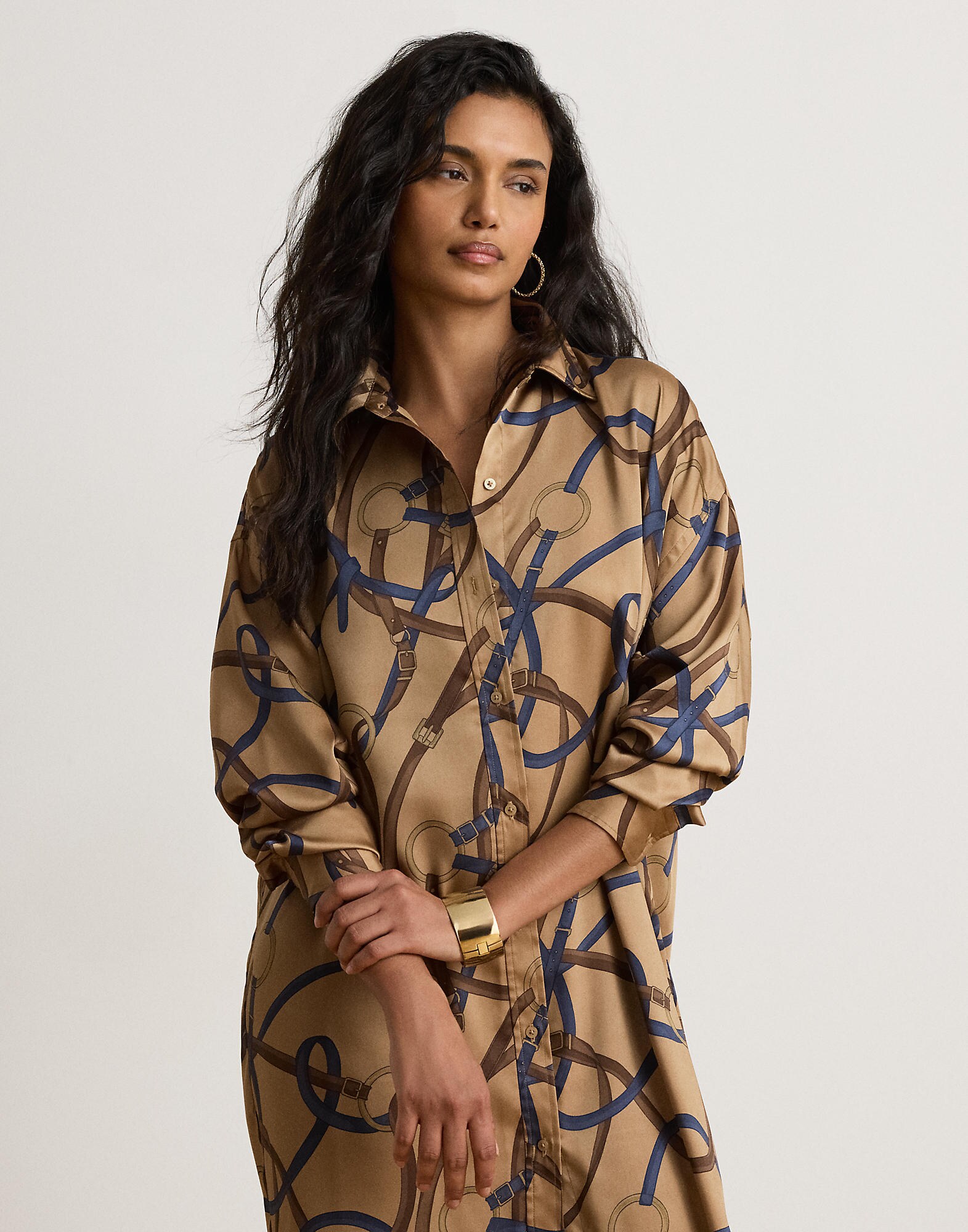 Lauren Ralph Lauren Vestido camisero  beige oscuro / marino / marrón / dorado – imagen 4