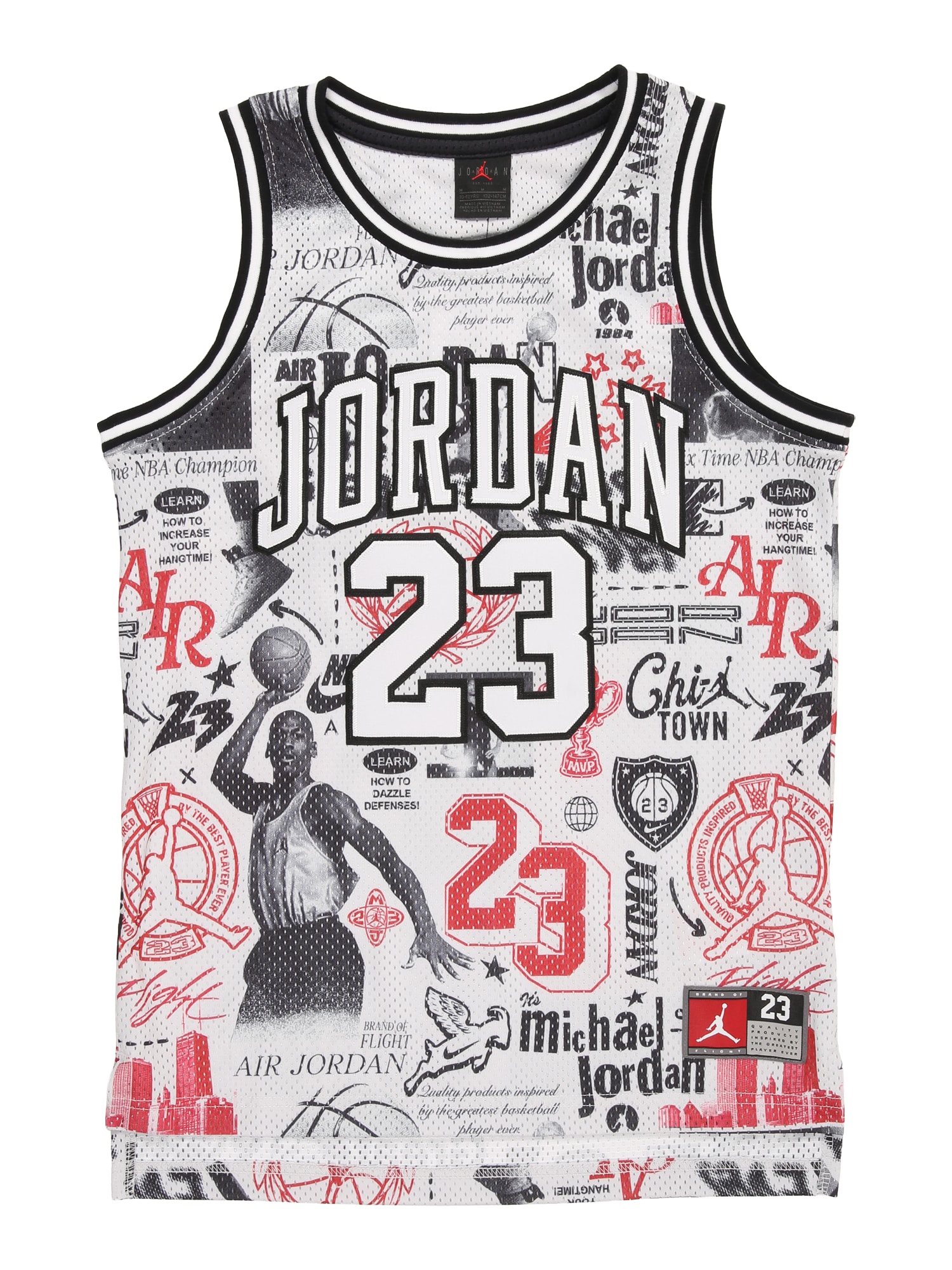 Jordan Tricou gri / roșu / negru / alb