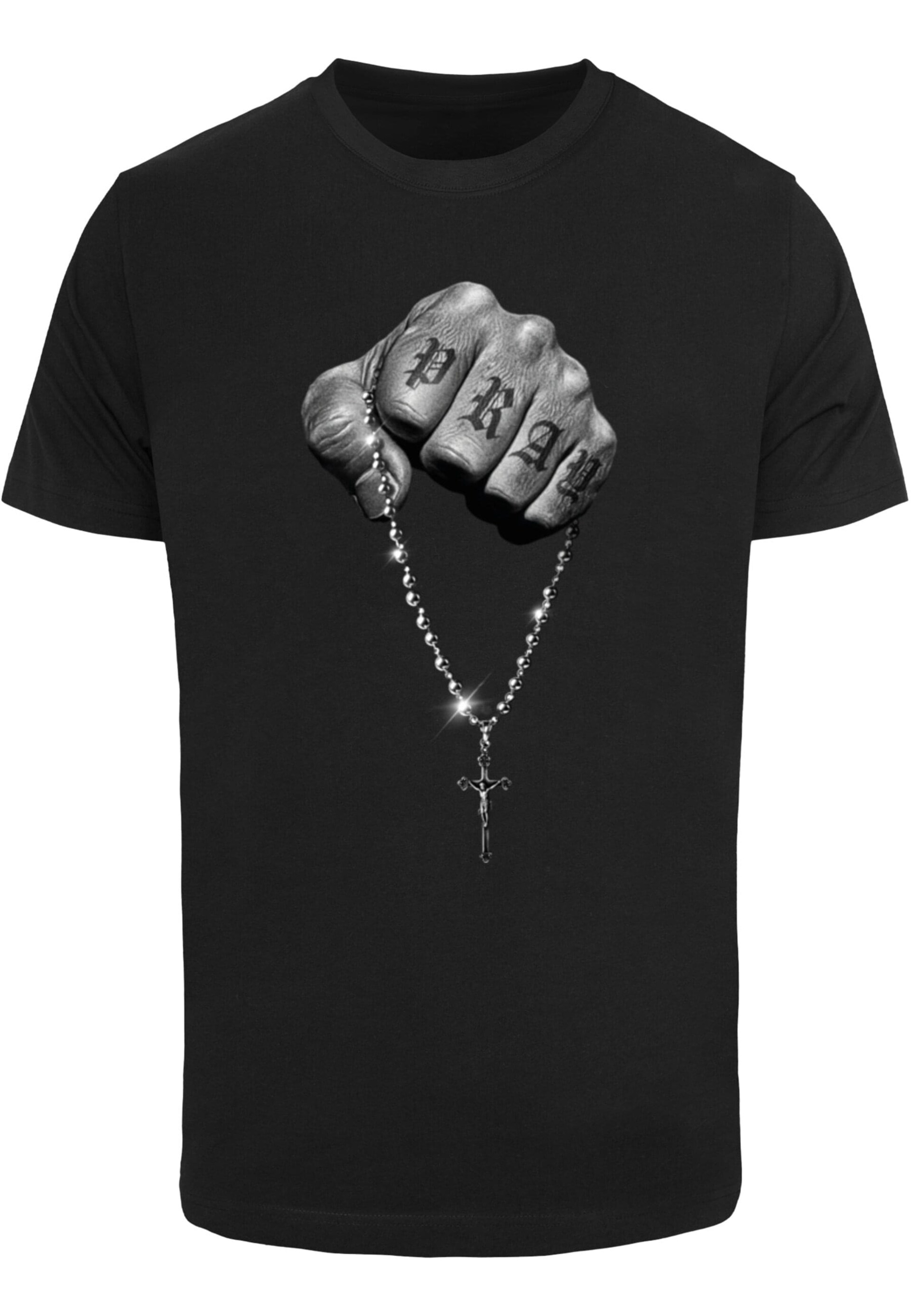 Mister Tee T-shirt 'Faith Meets Strength' grå / ljusgrå / svart herr