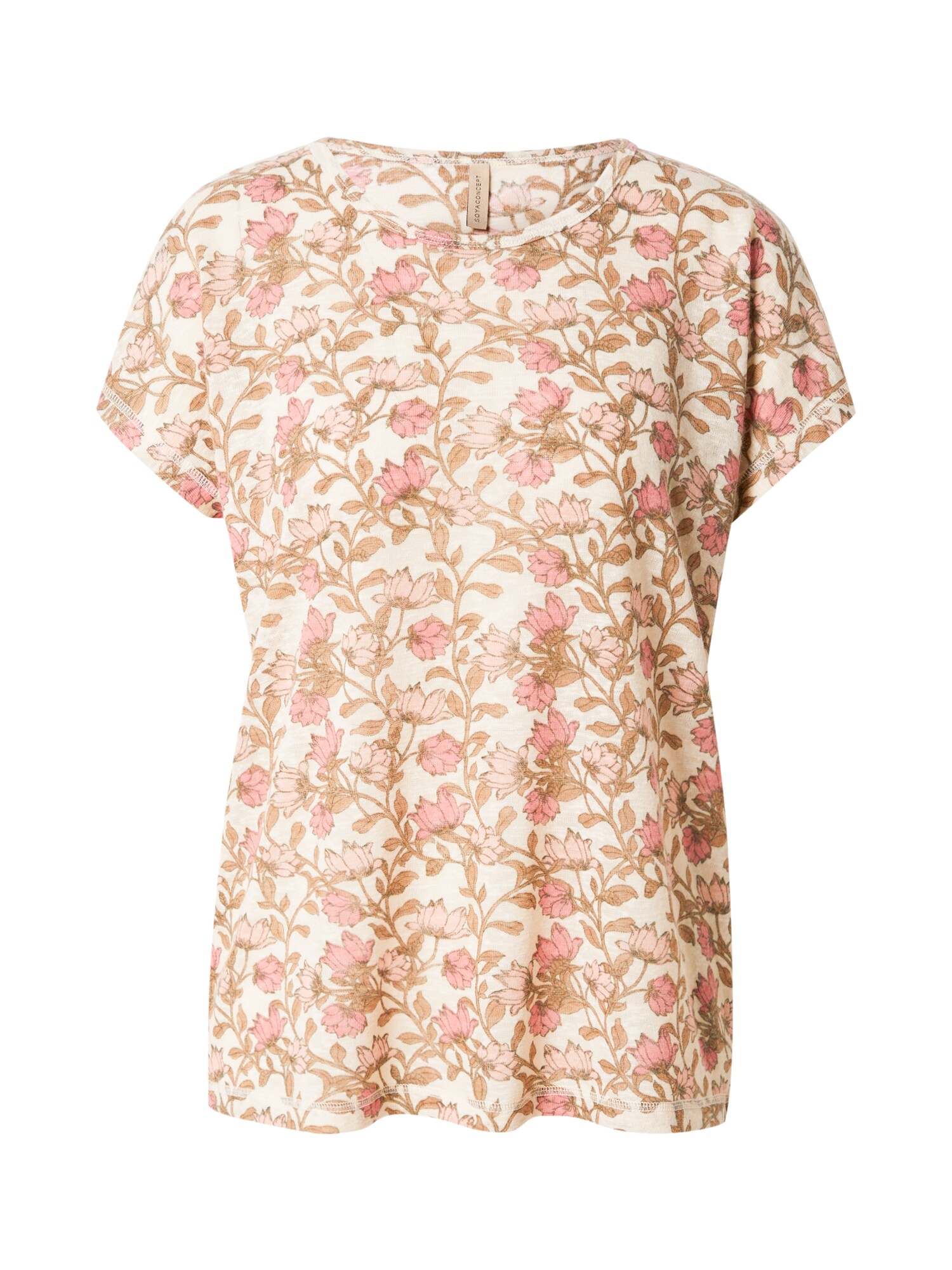Soyaconcept Marškinėliai 'ARETHA' smėlio spalva / šviesiai žalia / rožių spalva