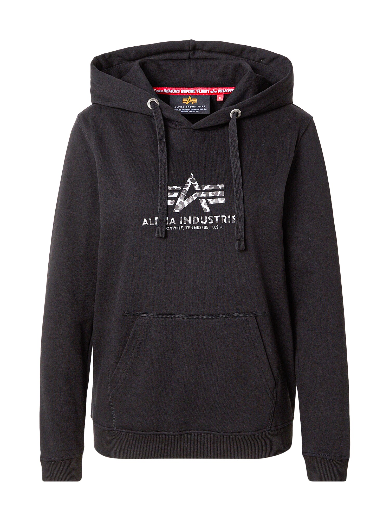 ALPHA INDUSTRIES Bluză de molton  gri / negru / alb