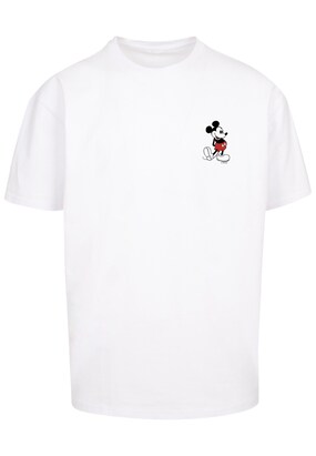 F4NT4STIC Shirt ‘Disney Mickey Mouse Kickin Retro Pocket’ Rood / Zwart / Wit