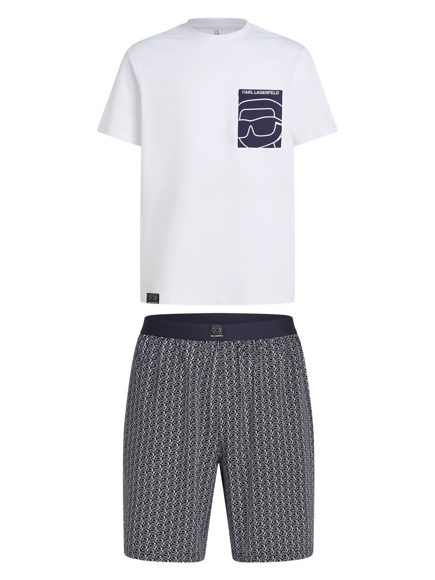 Karl Lagerfeld Pijama scurtă Ikon albastru închis / alb