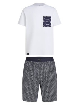 Karl Lagerfeld Pijama corto 'Ikon'  azul oscuro / blanco