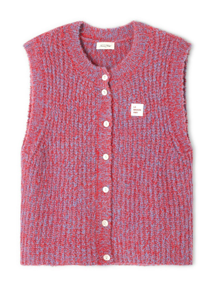 AMERICAN VINTAGE Strickweste 'EAST' Damen Größe S hellblau / rot / weiß