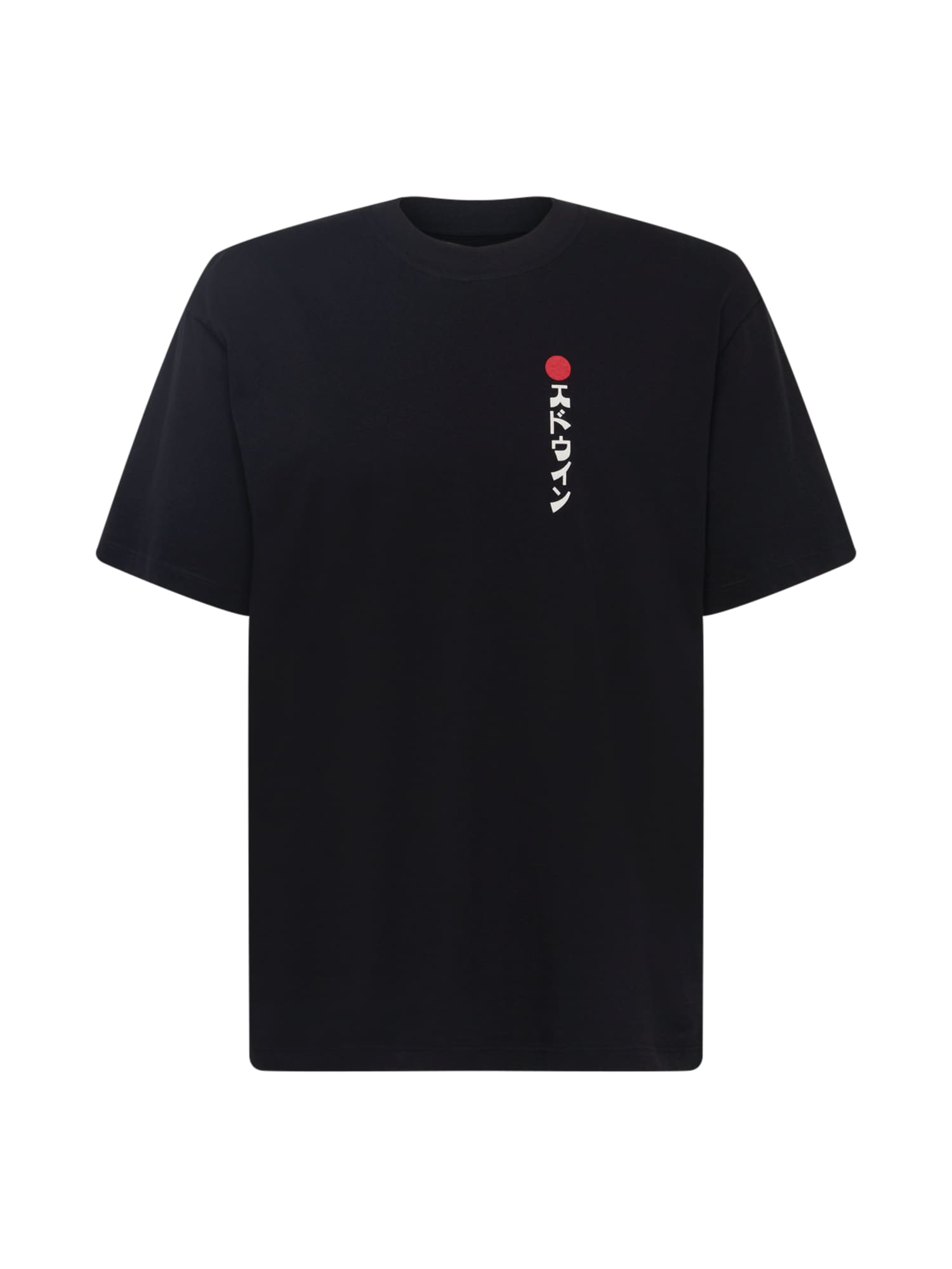 EDWIN Marškinėliai 'Kamifuji' juoda / balta / raudona