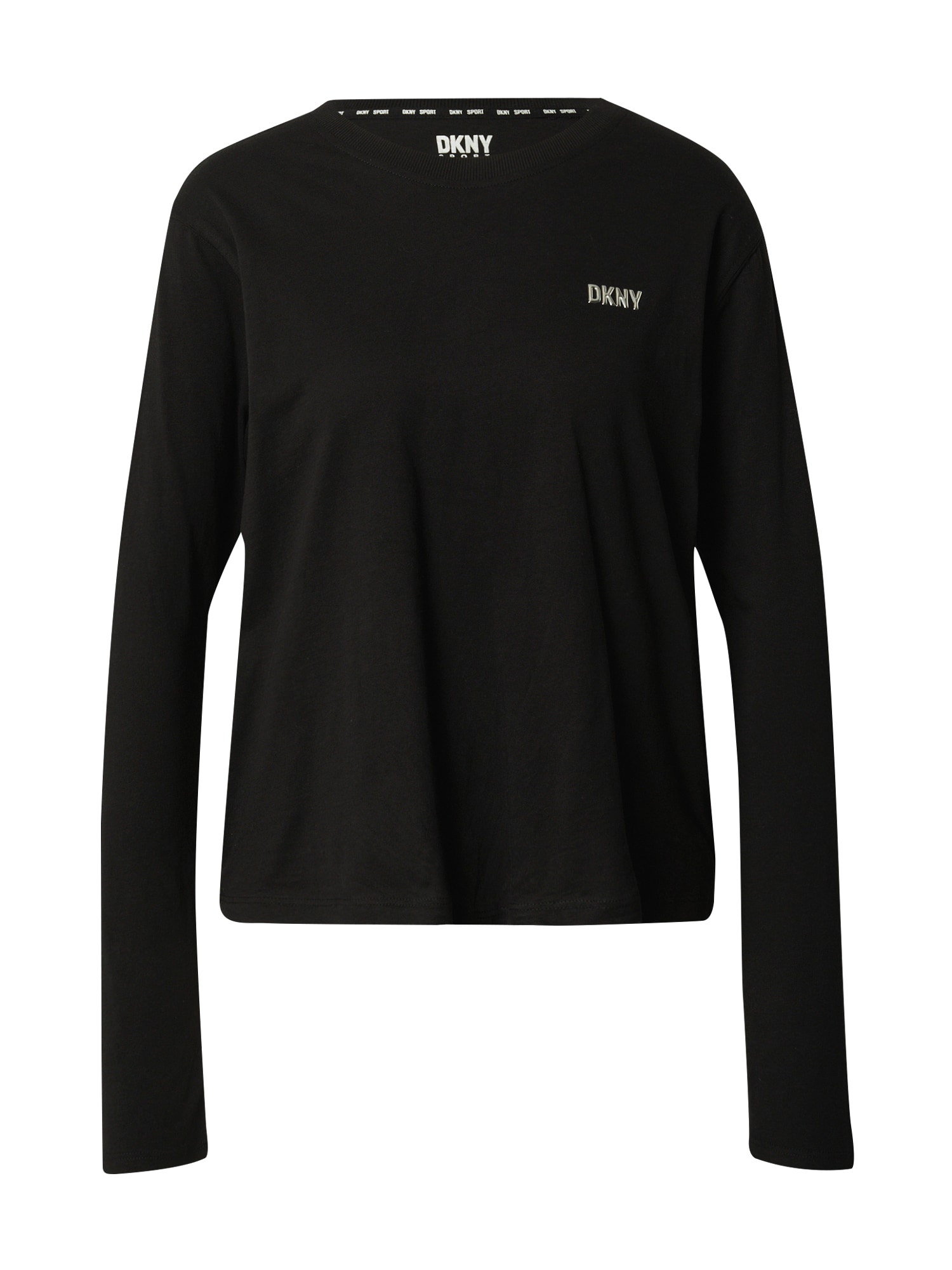 DKNY Performance Sportiniai marškinėliai juoda / sidabrinė