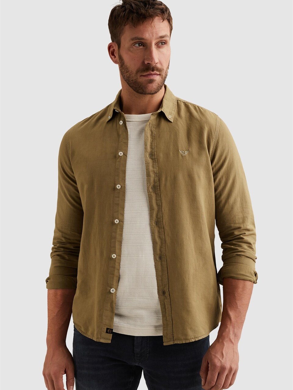 Skjorta 'Shirt in cotton/linen with garment-dye wash'