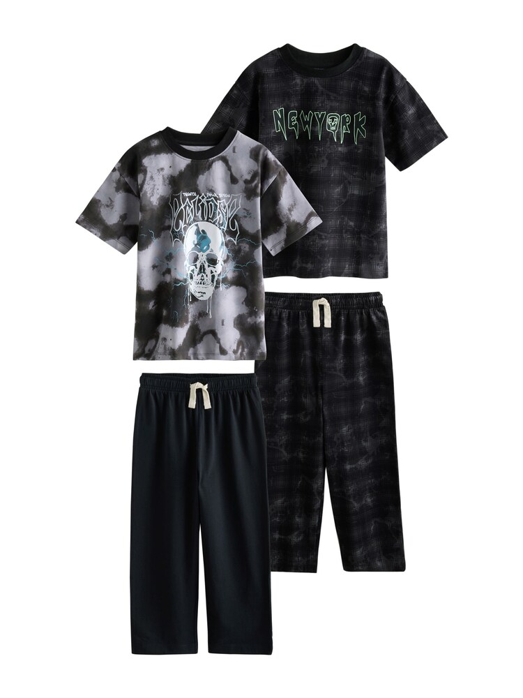 Next Schlafanzug Jungen Größe 164 anthrazit / hellgrau / schwarz / weiß