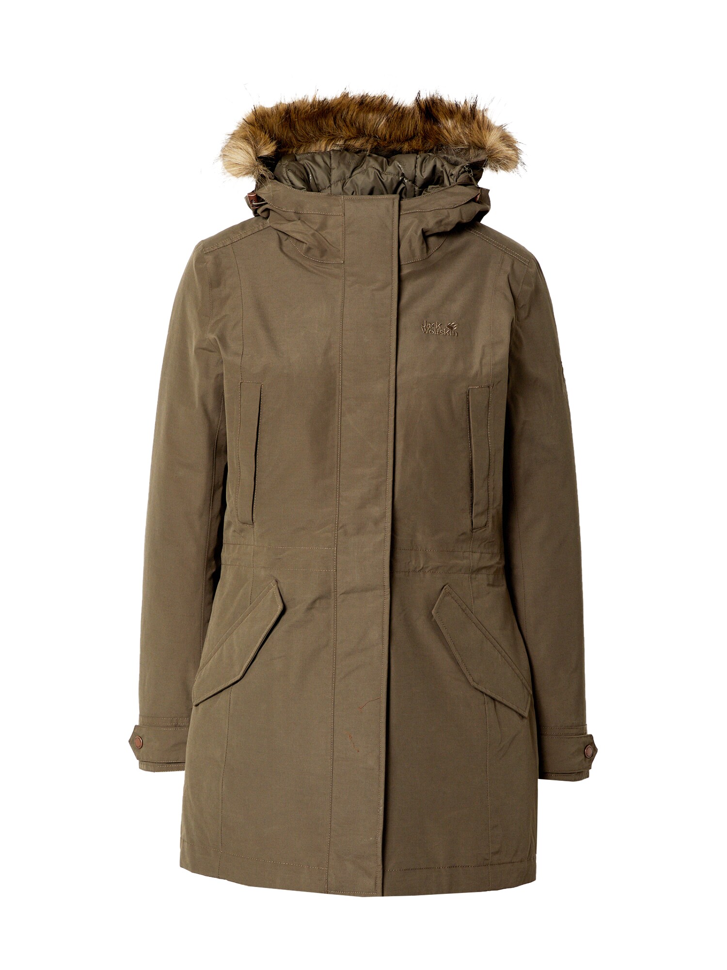 JACK WOLFSKIN Laisvalaikio striukė 'WILDWOOD'  rusvai žalia