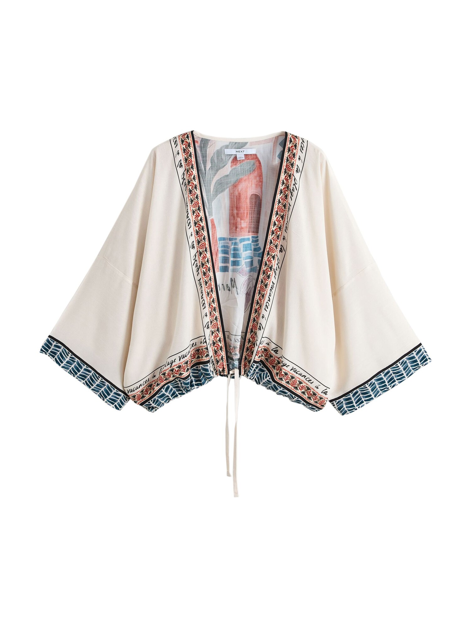 Next Kimono  krémová / tmavomodrá / hrdzavohnedá / svetlohnedá