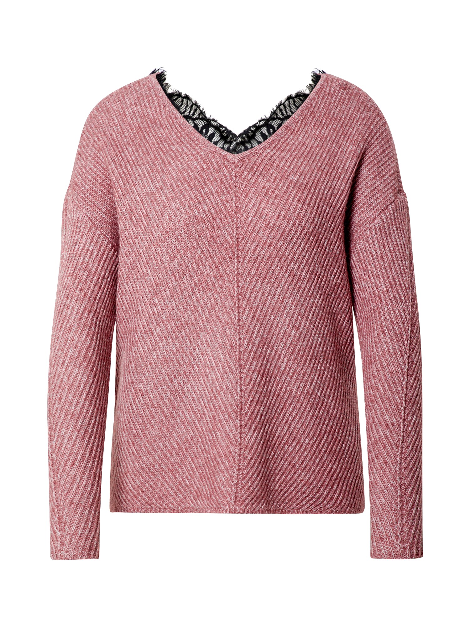 VERO MODA Megztinis 'BUENA LENA'  vyno raudona spalva / juoda