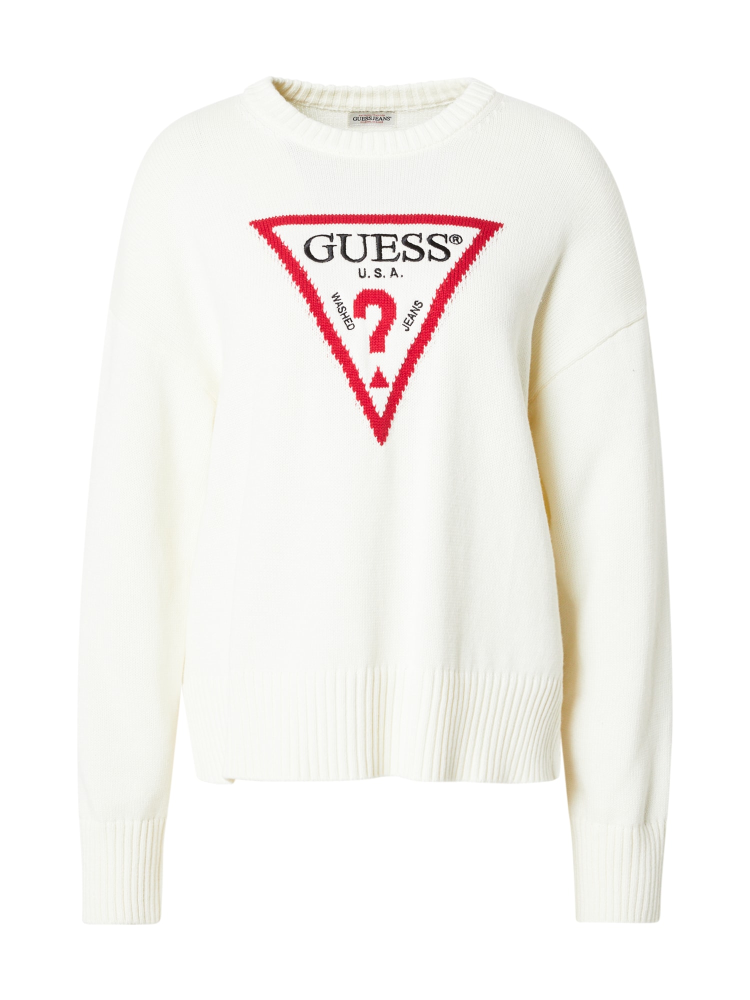 GUESS JEANS Pulover  roșu / negru / alb
